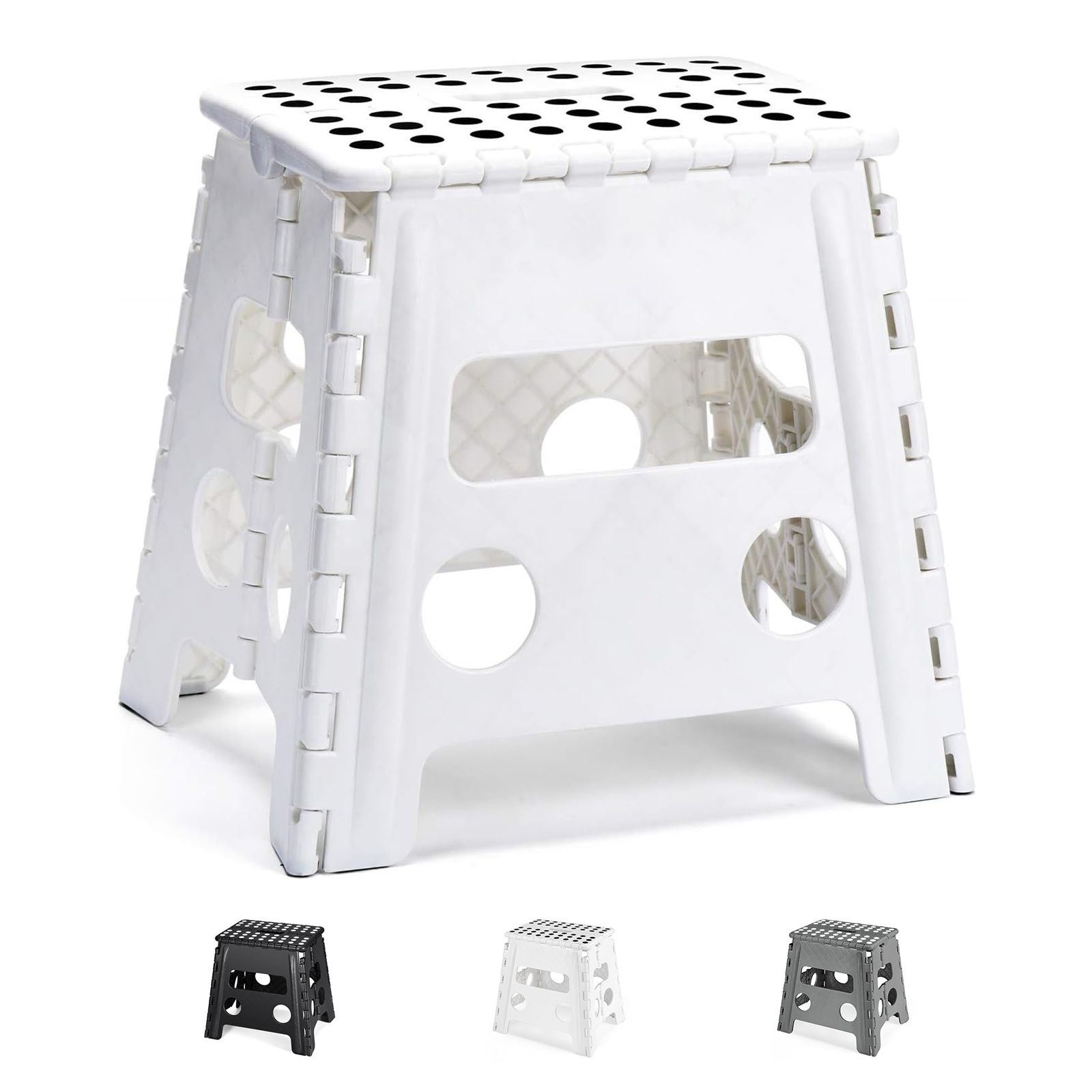 Image of 33cm Step Stool Foldable - White Foldable Stool Portable Folding Stool Step Chair Foot Stool Folding Stool Up To 136kg For Adult