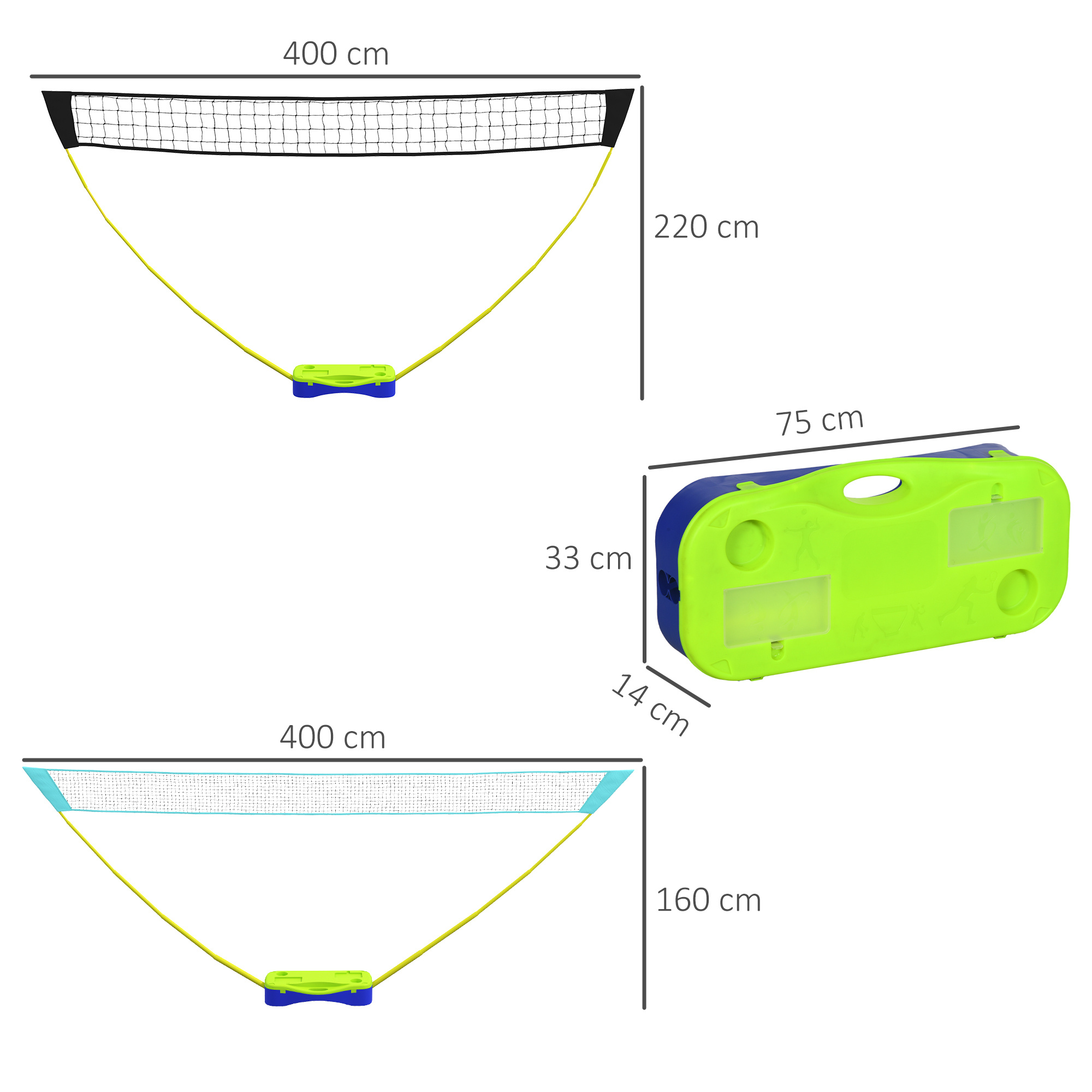 Badminton Set with Volleyball, Portable Net, Rackets & Shuttlecocks
