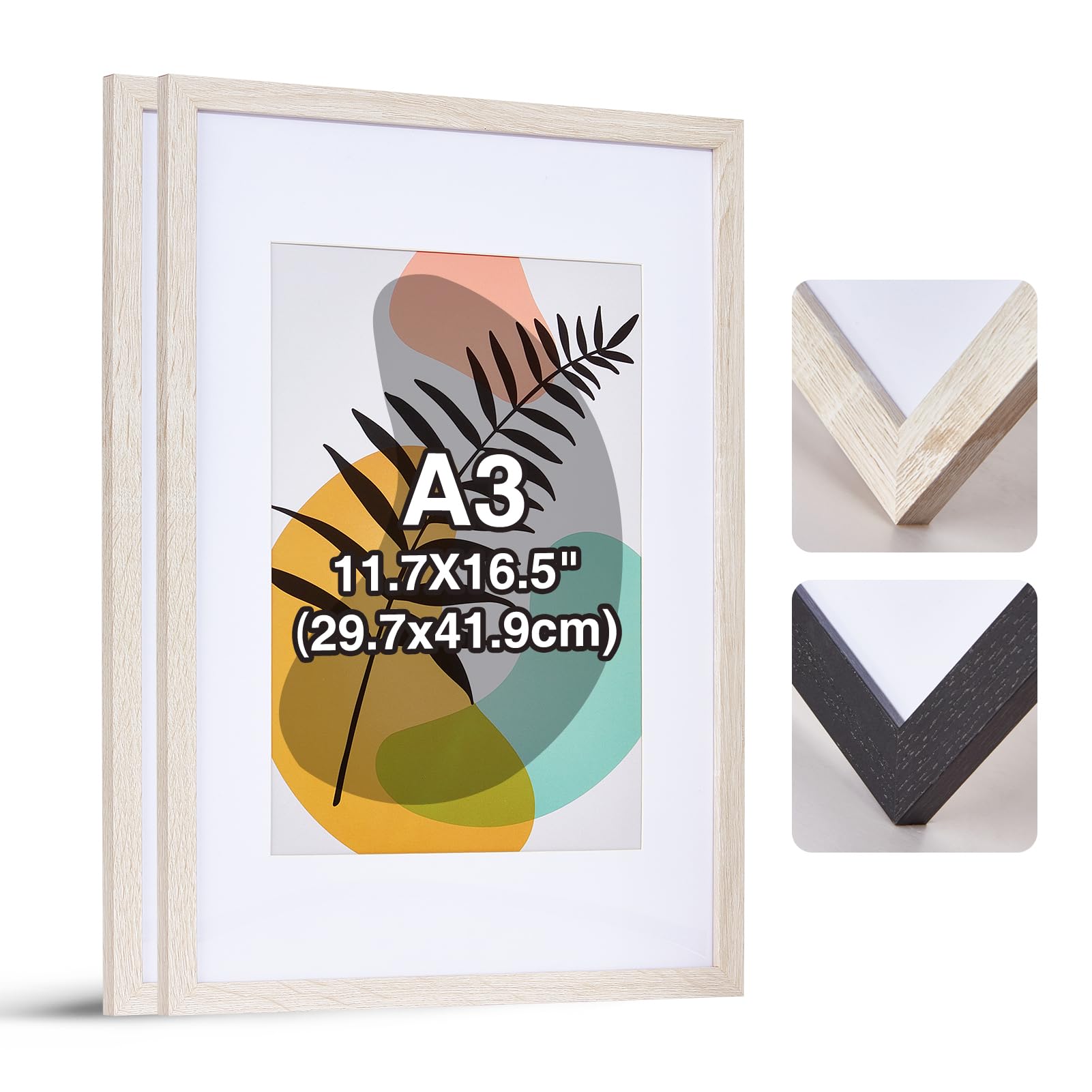 TEMU 2-pack A3 Picture Frames - Wooden Picture Frames 30x42cm Wooden Frame, Poster Frame Collage Poster Frame, Modern Poster Document Frame, Mdf Photo Frame (white)