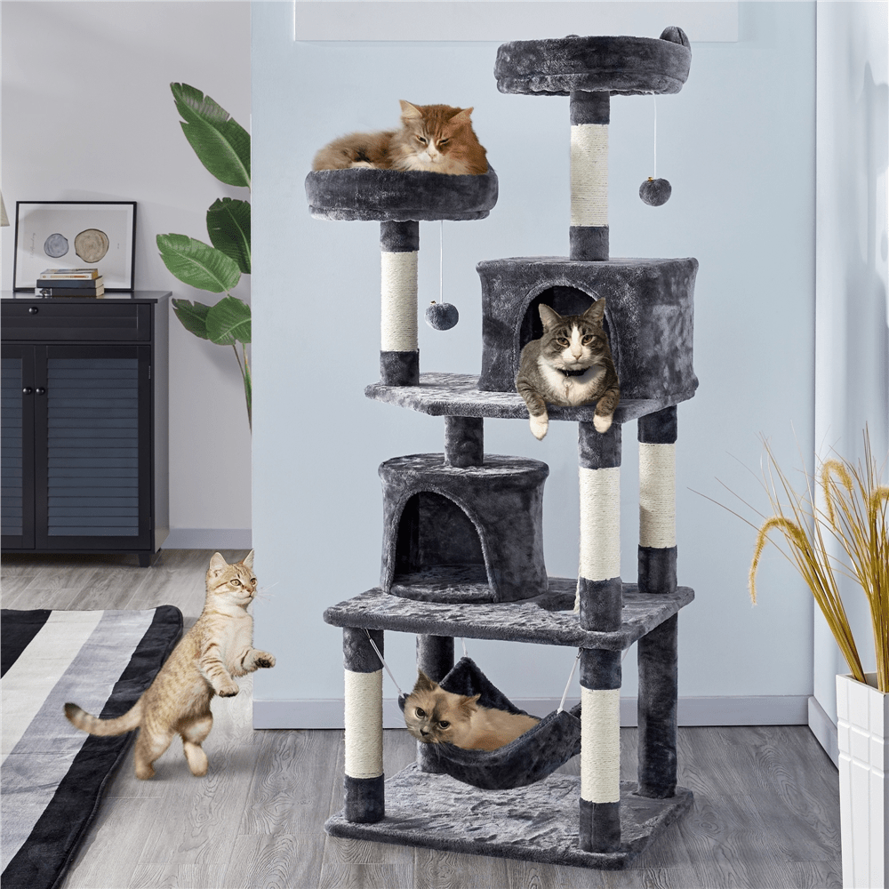 

Cat Tree Cat Scratching Post 158 Cm Cat Scratching Post With Sisal Scratching Poles Cat Houses And 2 Platforms Climbing Tree For Family