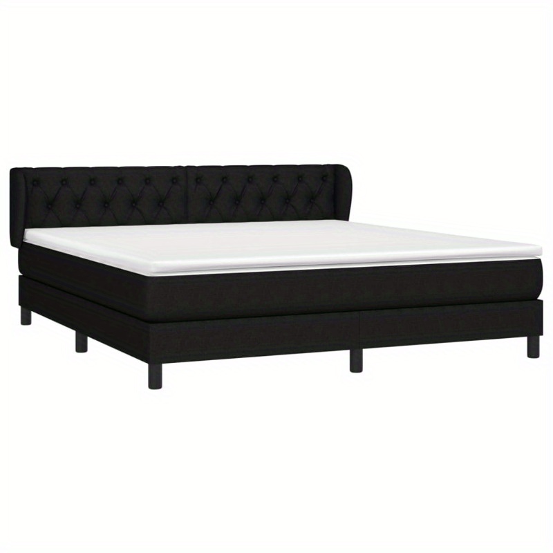 Lit Double avec Matelas en Tissu Noir - Vue Latérale