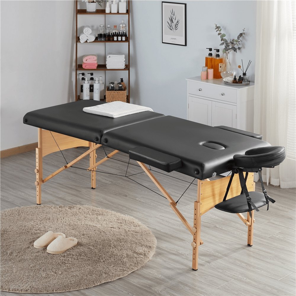 E-shop Costoffs Tragbare Massageliege mit 2- Höhenverstellbare Massagebank Faltbarer Massagetisch Massagebett inkl. Kopfstütze & Armlehnen