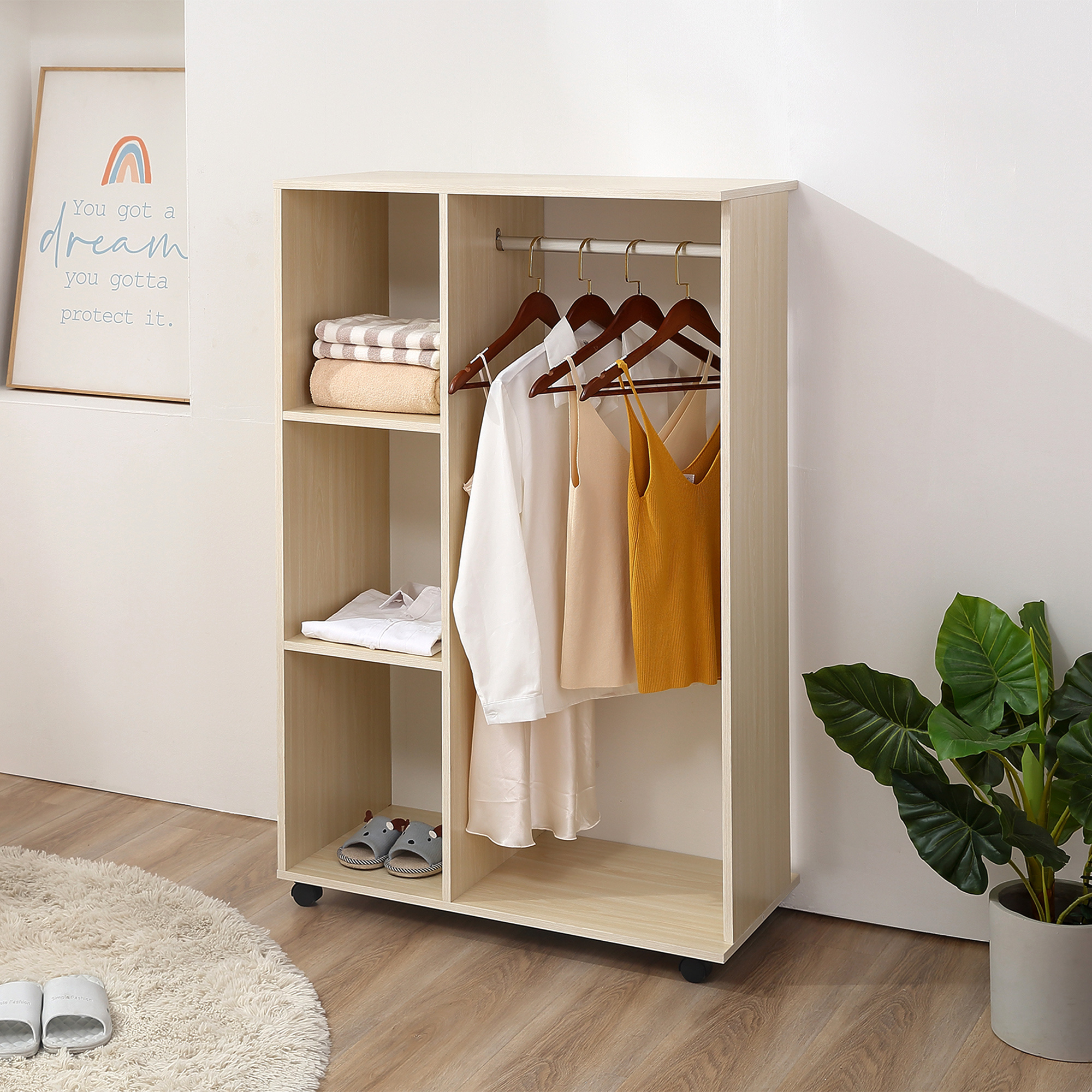 TEMU HOMCOM Armoire penderie Armoire de Rangement Mobile Panneaux de Coloris