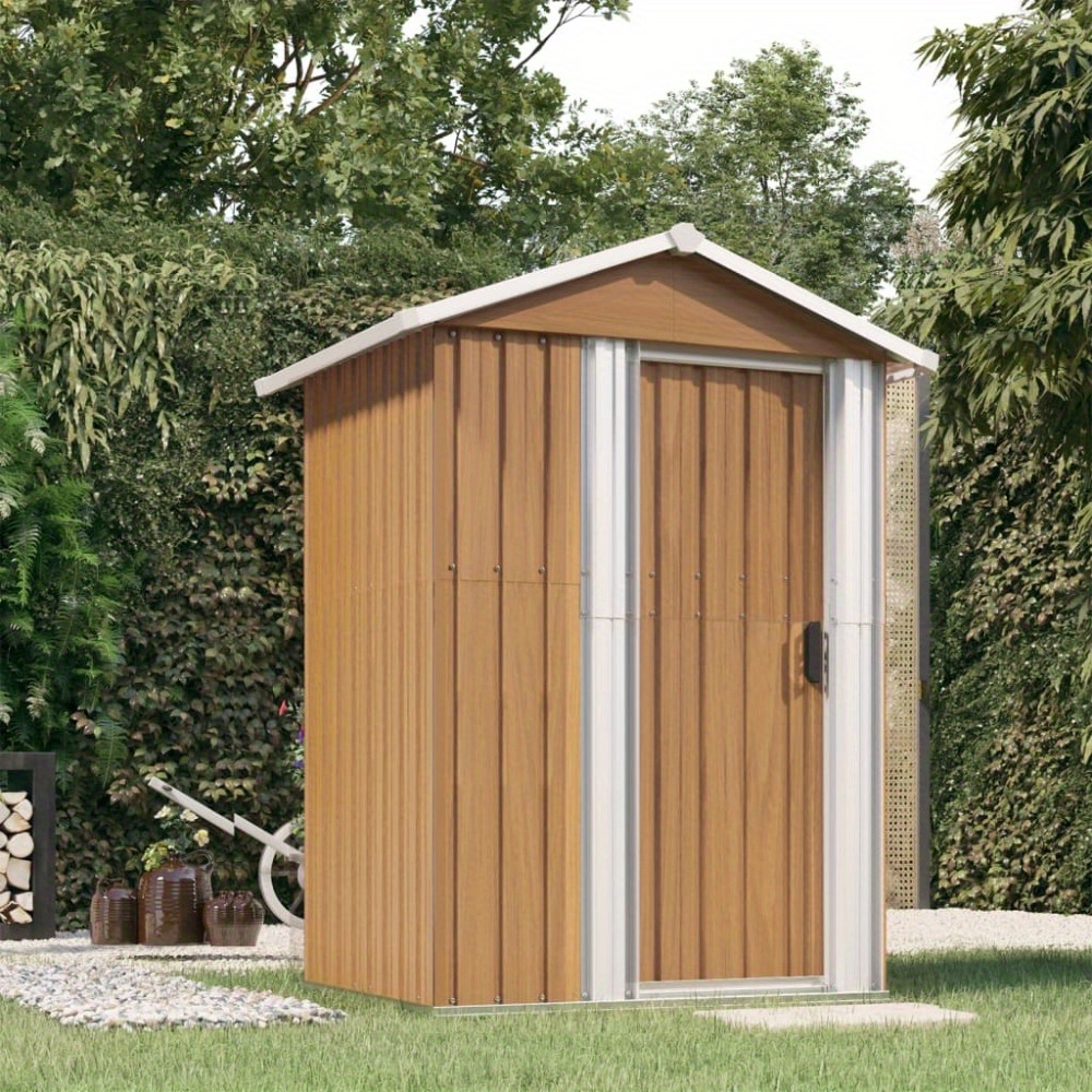 TEMU Tool Shed Brown 126x97, 5x177 Cm Galvanized Steel, Temporarily Removable Shed