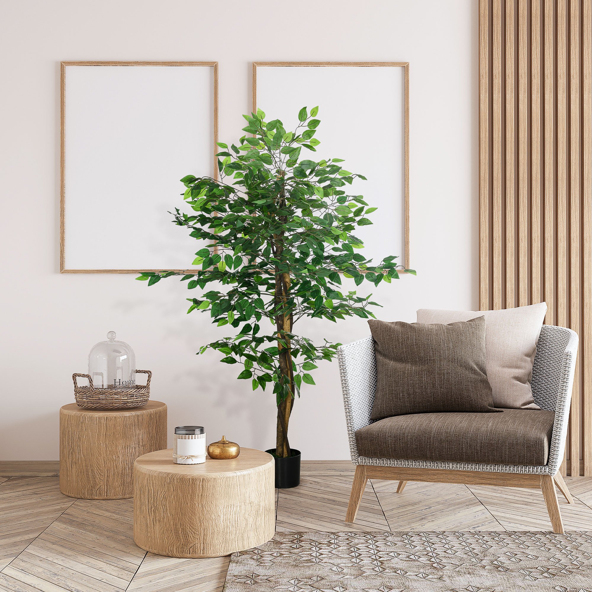 Image of Homcom Artificial Plant, 150 Cm Artificial Plant With Planter, Artificial Moss, Artificial Artificial Tree, For Living Room, Green