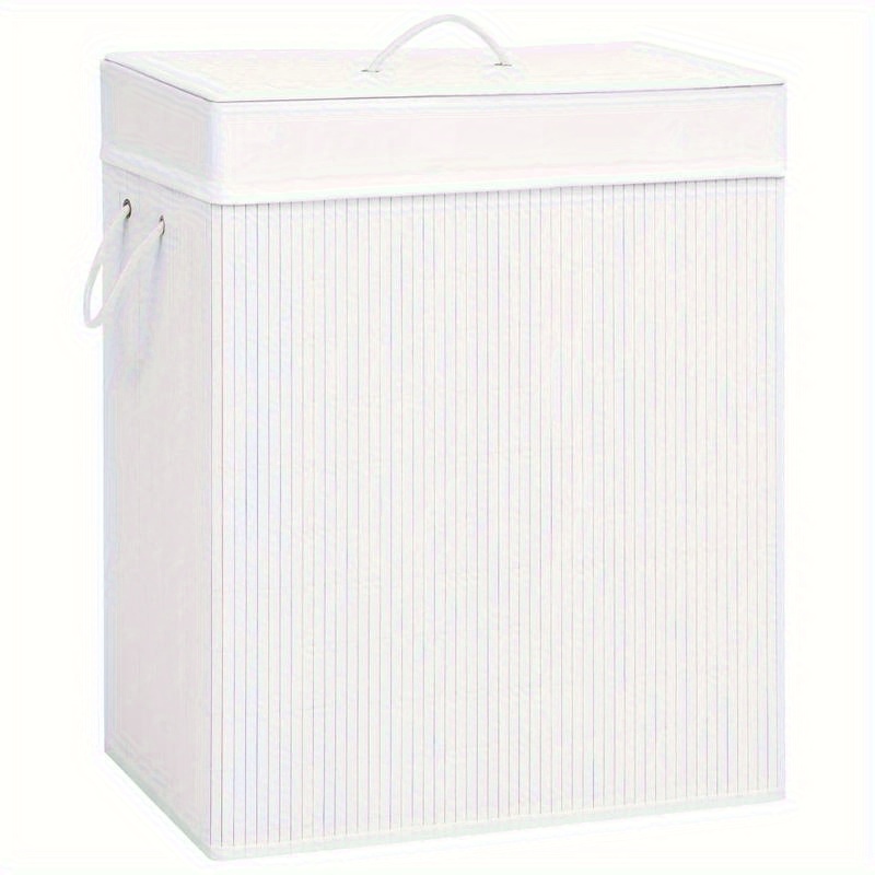 

Bamboo Laundry Basket With 2 Compartments White L