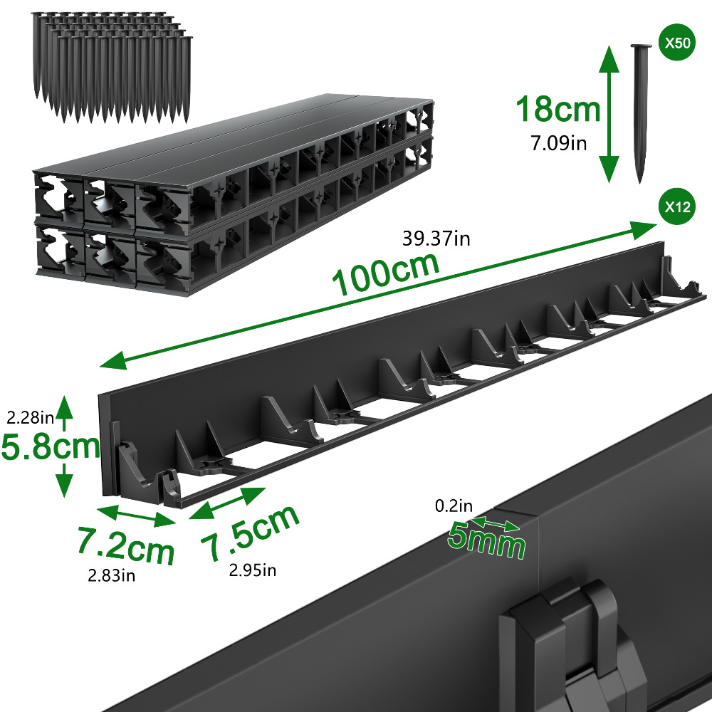 

Grass Strip Grass Stone Strip Lawn Edging Weeding Edging Height 5. 8/7. 8 Cm With Spikes