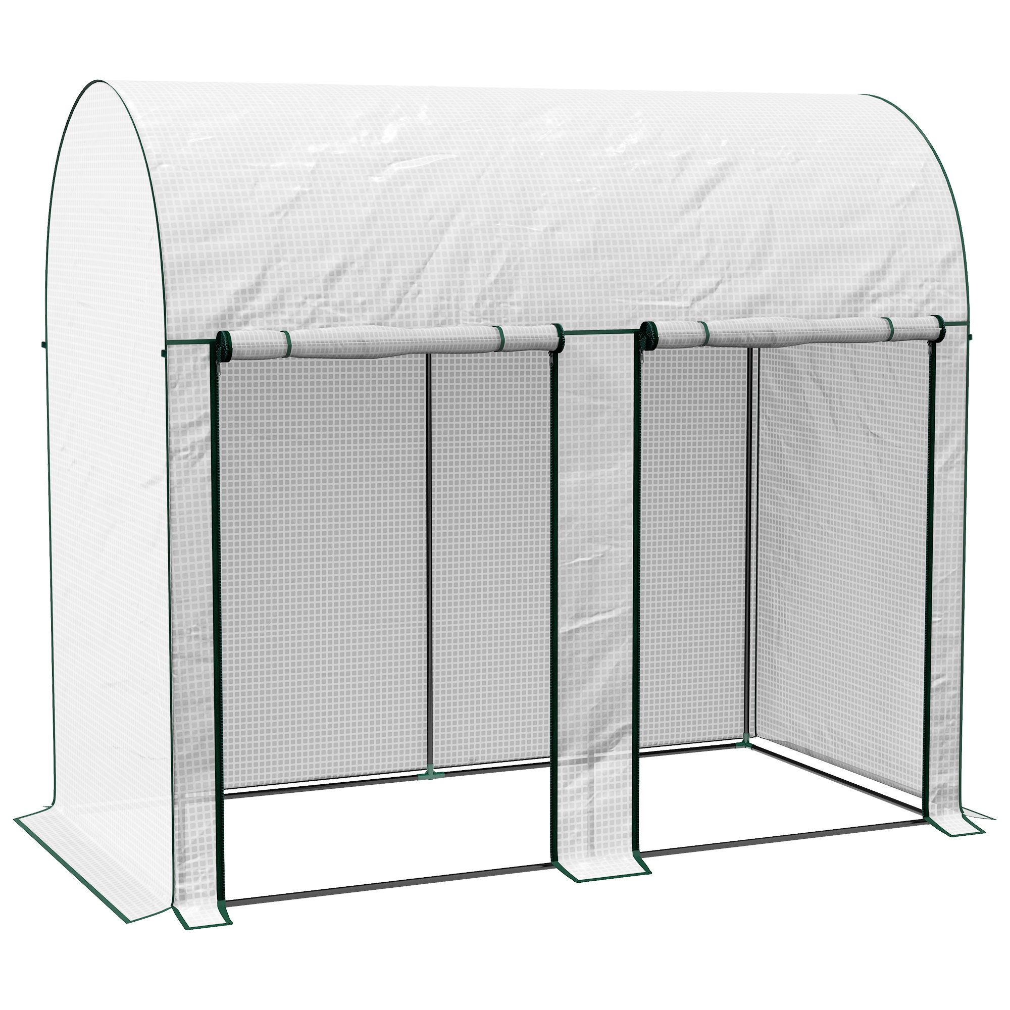 E-shop Outsunny 2 m Garten Gewächshaus Tomaten Gewächshaus Abmessungen 2L x 1B x 1.78H m 2 Roll-up Reißverschlusstüren Hochdichtes PE Stahl 140 g/m