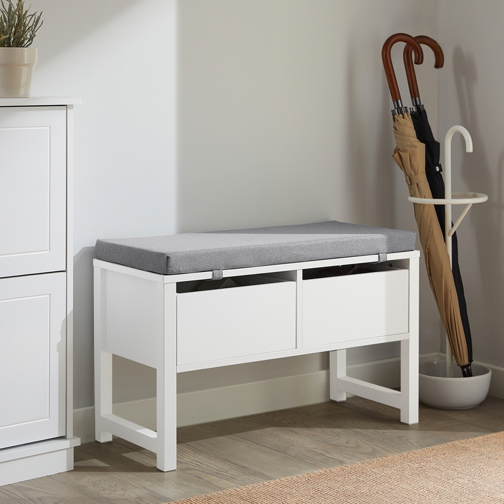 1pc Storage Bench With Upholstered Cushion Mobile Low-entry Comfortable Shoe Bench With 2 Drawers 72x30x46 Cm - Gts99-x