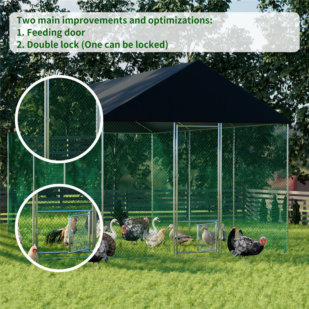 Image of 4x3x2.7cm Large Metal Chicken Coop Walk-in Poultry Cage With Water-resident And Anti-uv Cover Duck Rabbit Cat House Outdoor Pen