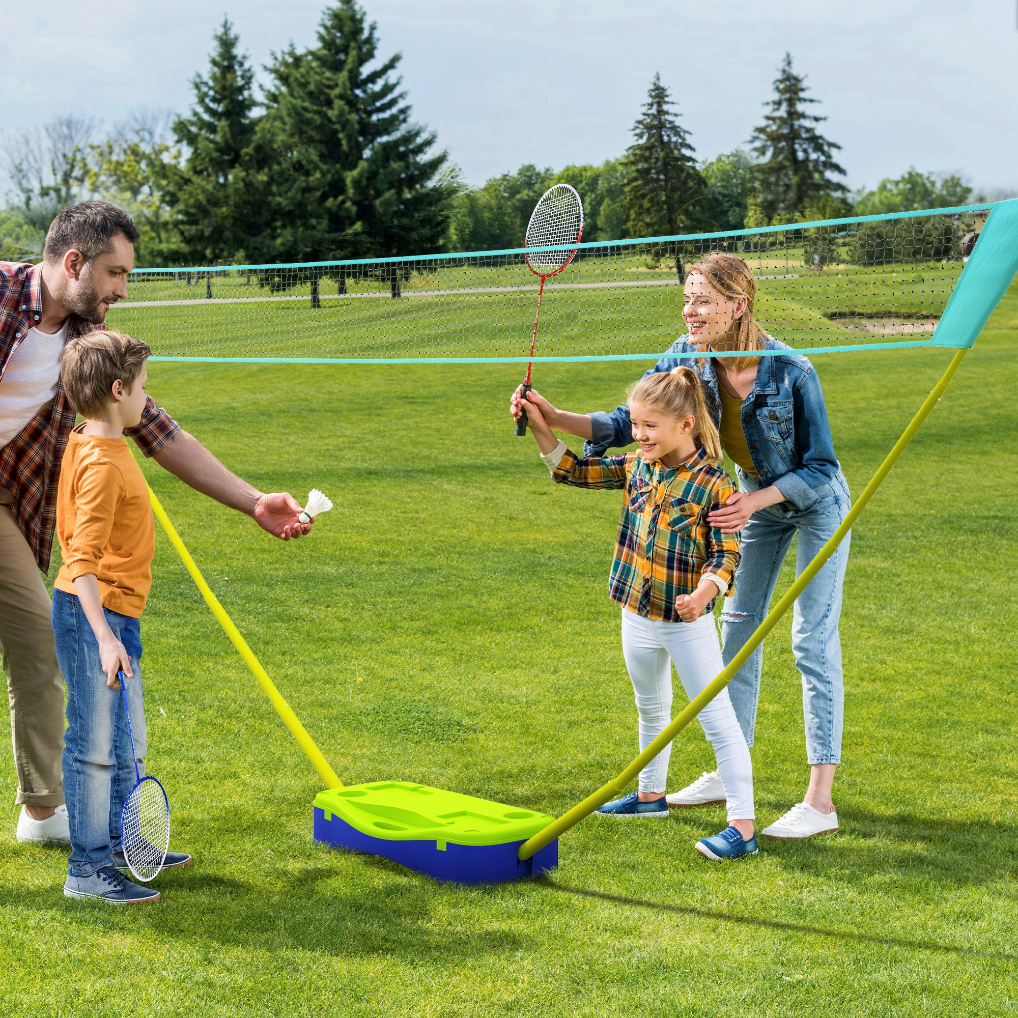 Sportnow 2 In 1 Badminton Set, Badminton Net With Stand, Volleyball Net, Adjustable, With Carrying Bag, Indoor, Outdoor