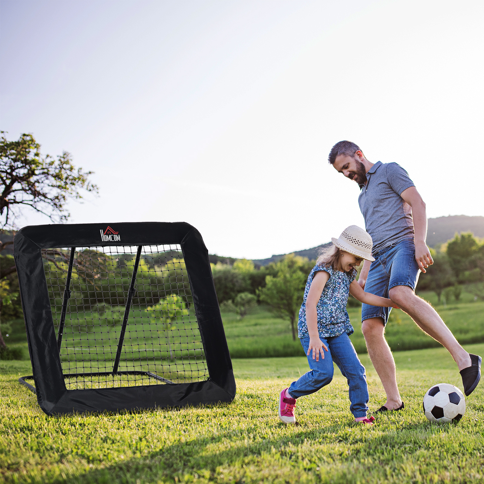 Image of Rebounder For Football, 128 X 118 Cm Rebound Wall With Protective Edge Heringen, Adjustable In 5 , Portable Rebound, Football Goal For , Rebound Wall For Football Training, Black