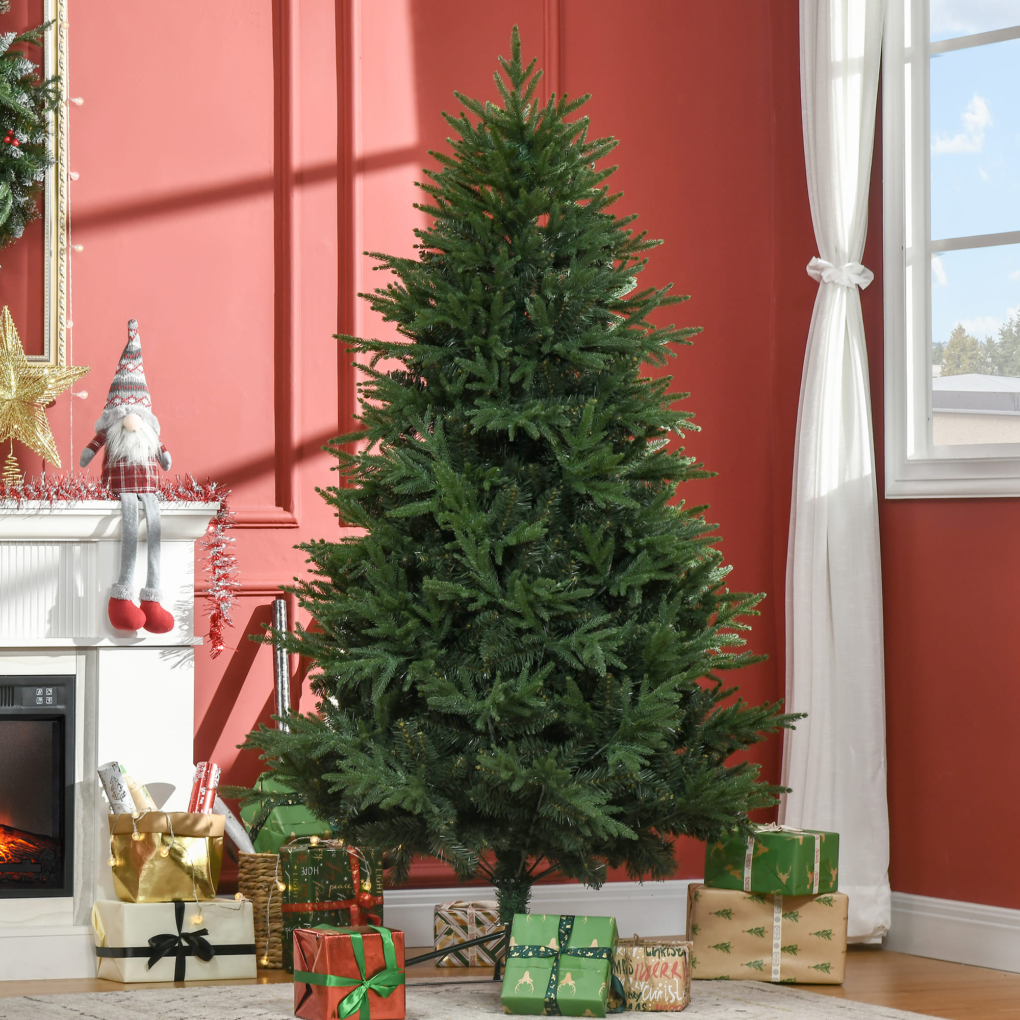 Artificial Christmas Tree 180 Cm, Artificial With 4030 Density Tips, Including Foldable Metal Stand For Christmas Decor, Indoor Use