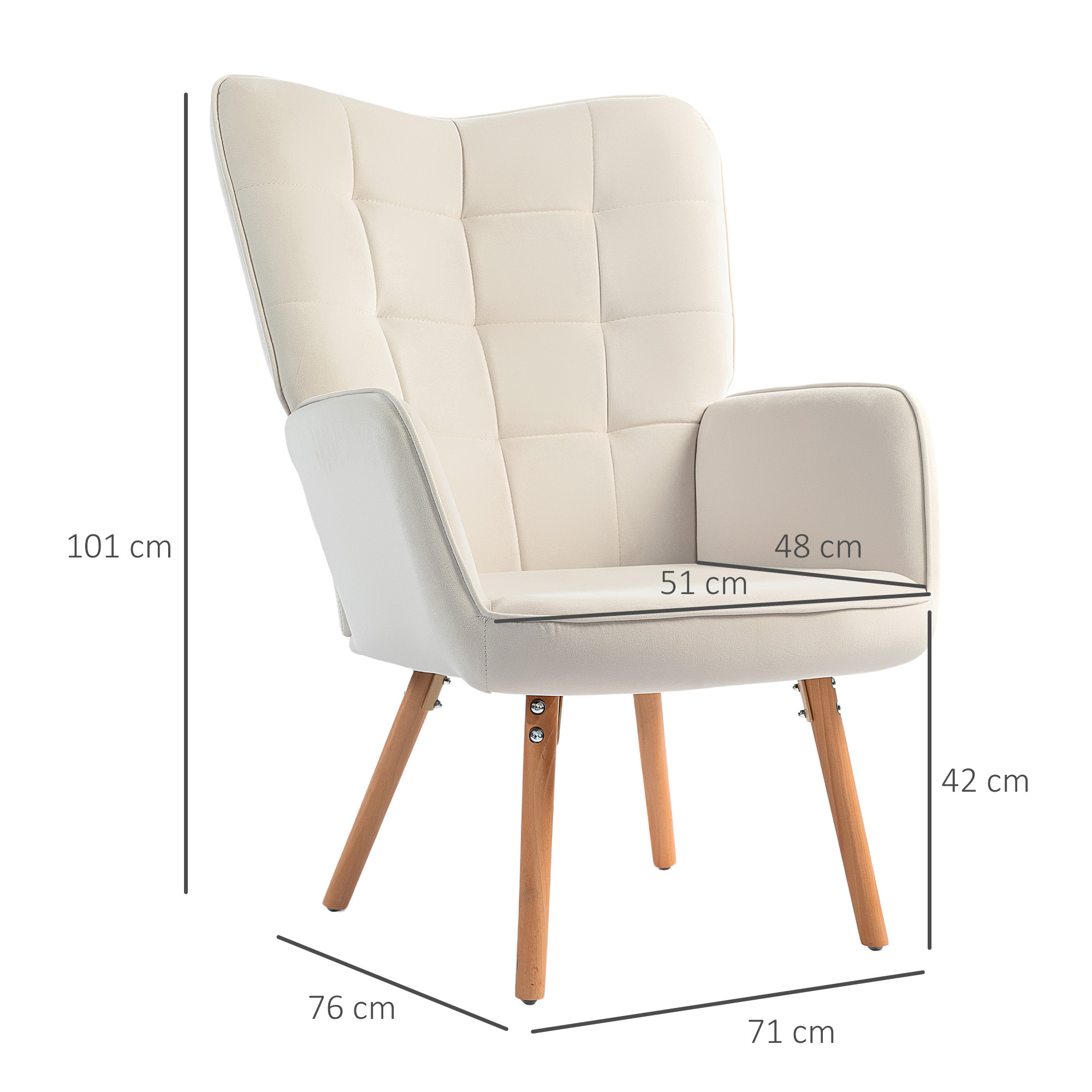 living room arm chair accent chair   tufted wingback armchair upholstered     chair with wood legs details 2
