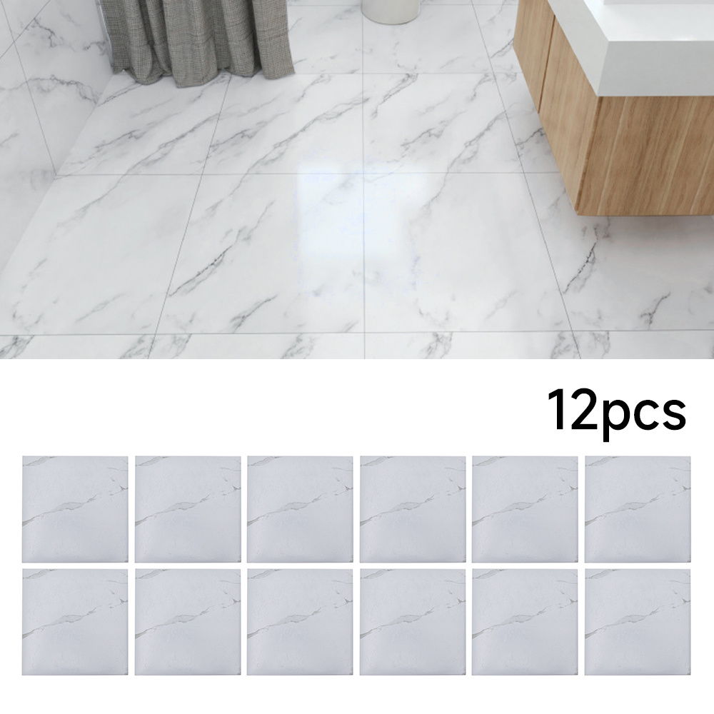 TEMU 12pcs Pvc Self-adhesive Effect Tile Stickers - Vinyl Flooring Tiles Sticker, Waterproof Floor Wall Sticker For Bathroom Kitchen Bedroom - 30 X