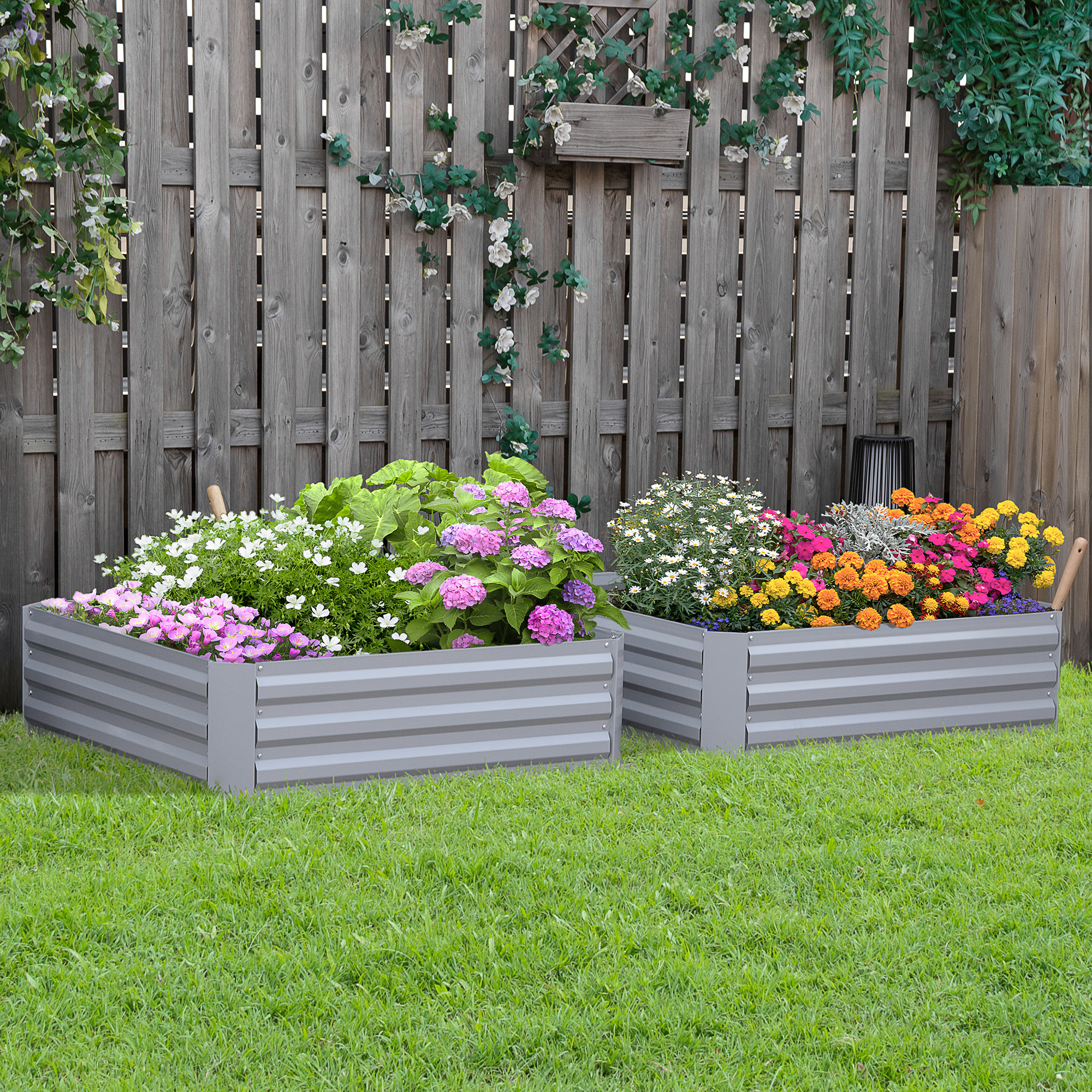 TEMU Set Of 2 291l Raised Garden Bed, Elevated Planter Box With Galvanised For Growing Flowers, Herbs, X 30 Cm