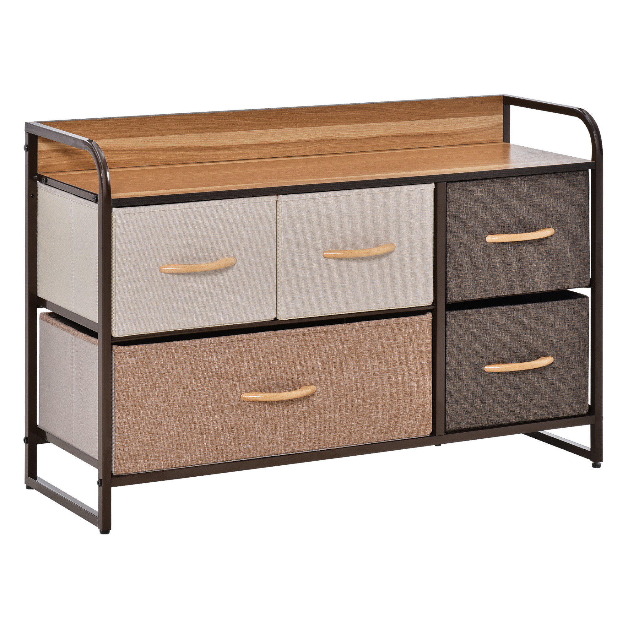 Fabric Storage Cabinet With Foldable Drawers And Anti-tip Metal Frame For Living Room, Entryway, Bedroom, Multicolor