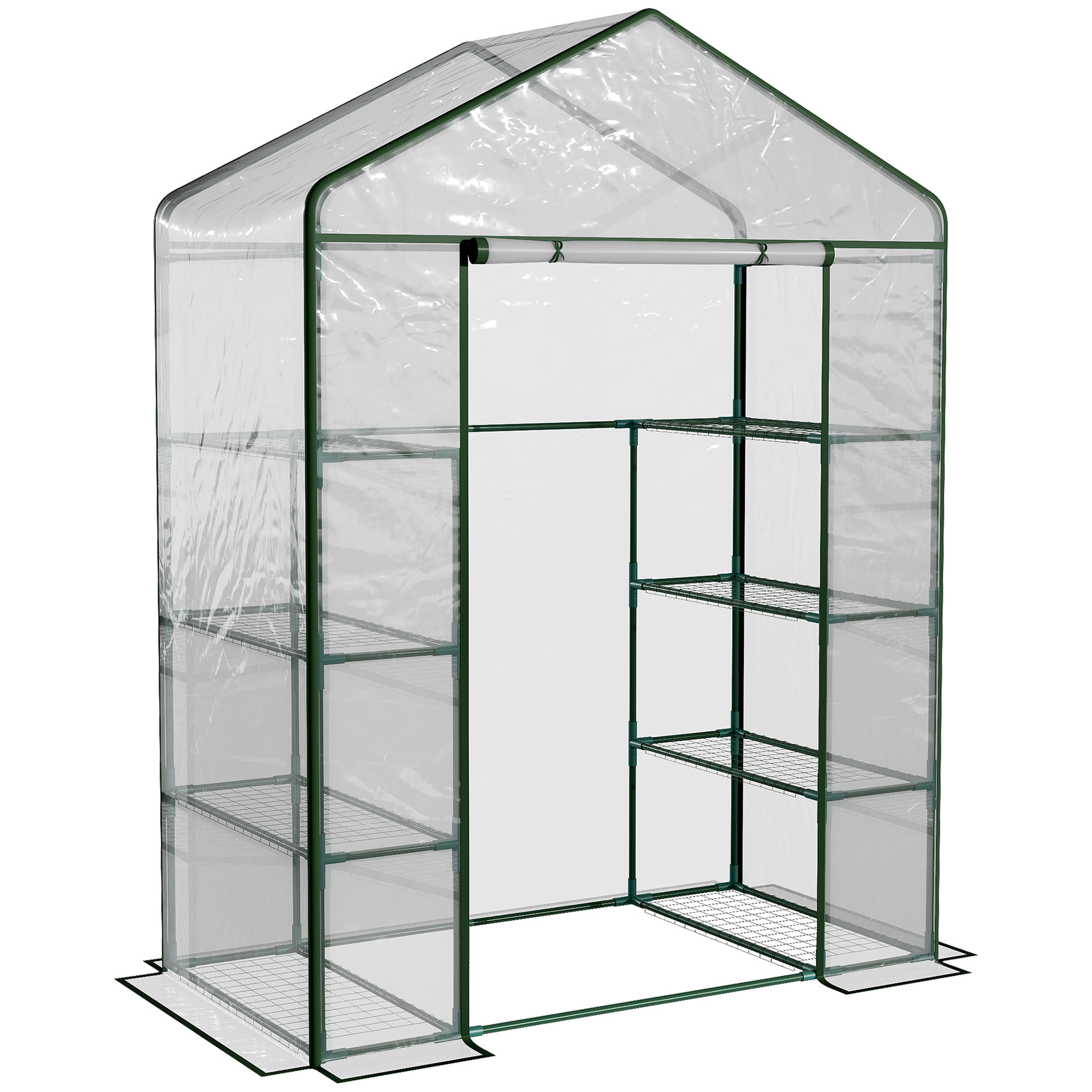 TEMU Outsunny Greenhouse Garden Shed For Plant Growing Tomatoes Flowers 143x73x195cm Steel Tube Pvc Cover