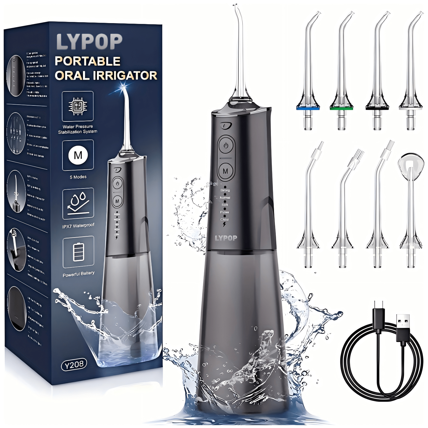 

Lypop , , 8 Jet 5 300ml Ipx7 , Rechargeable For - Gums, Orthodontic, Braces