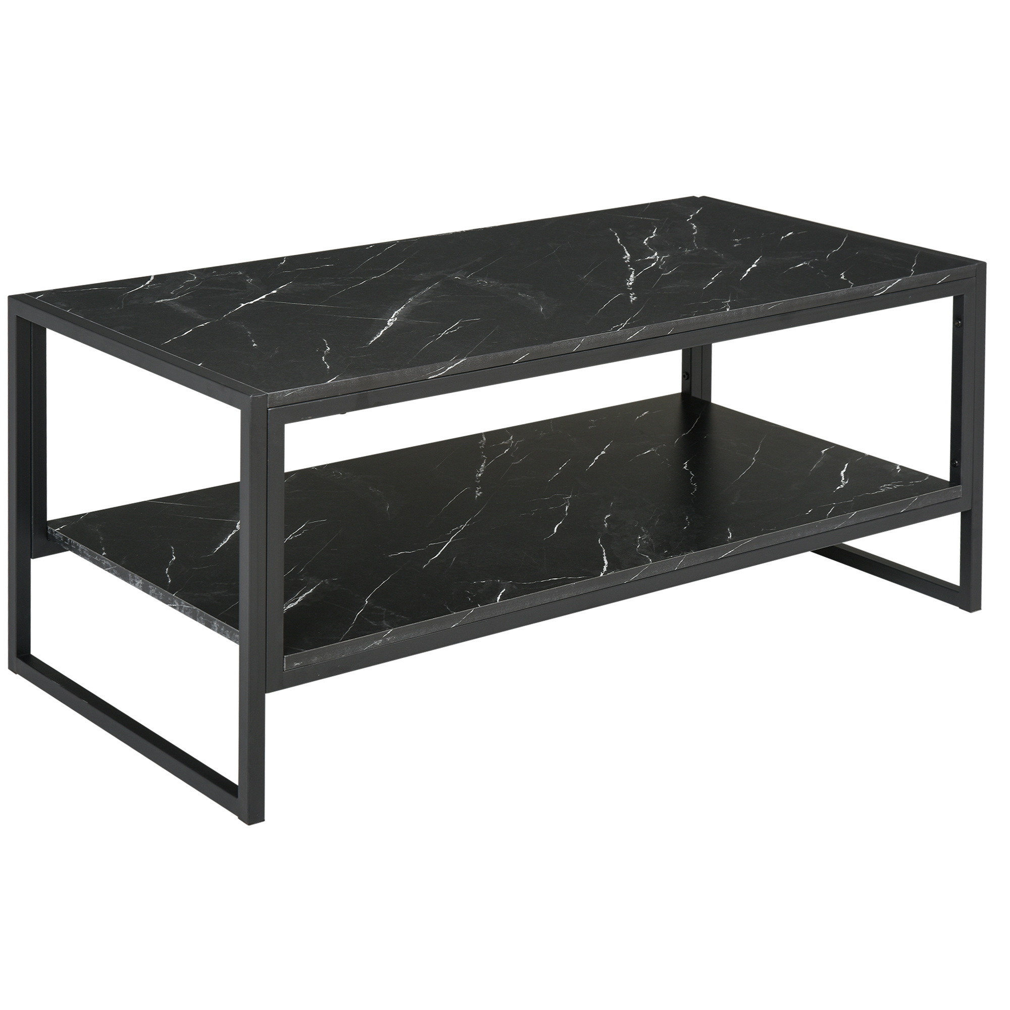 TEMU HOMCOM Table Basse Style Moderne avec 2 Étagères 106 x 50 cm Noir