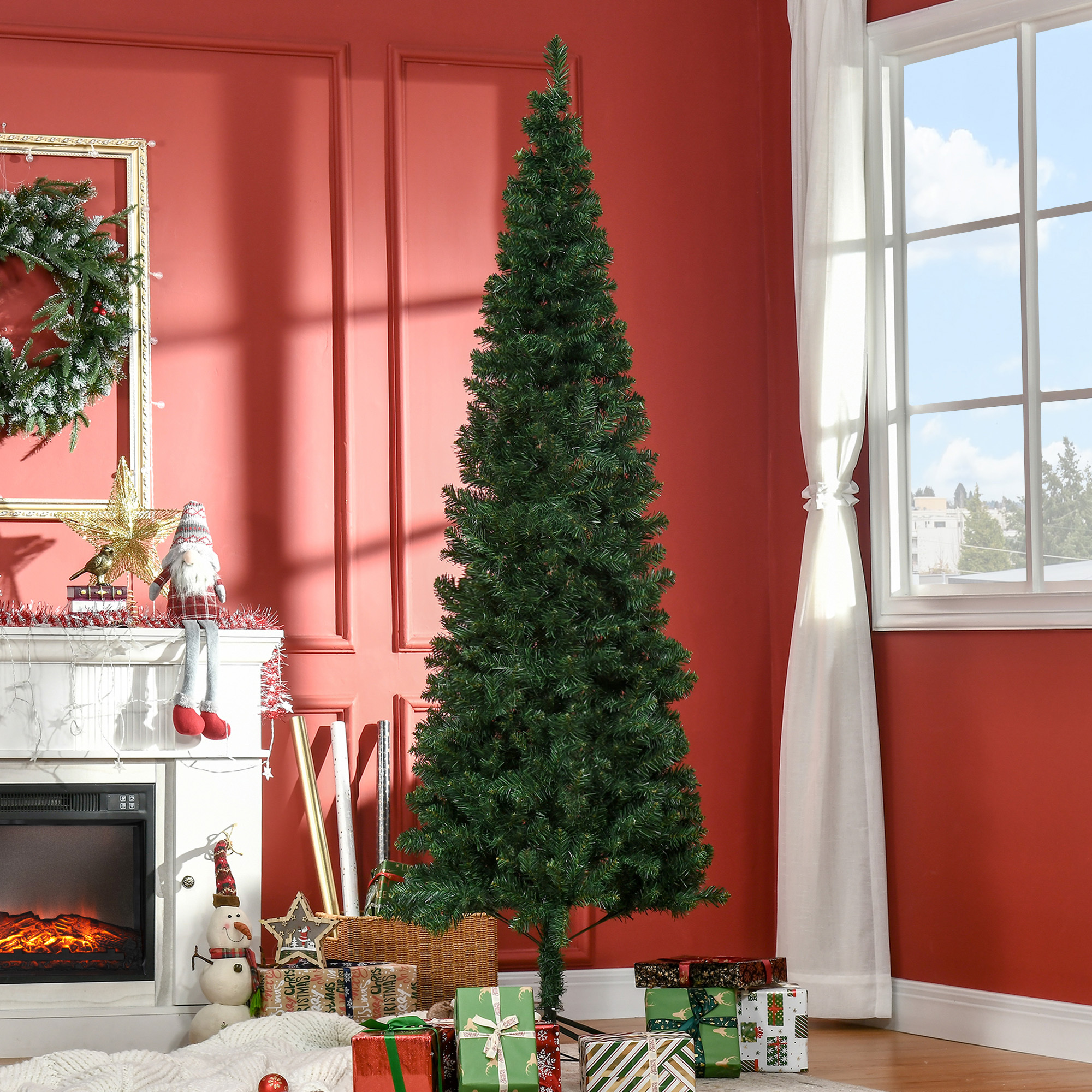 Homcom Christmas Tree 2.1 M Christmas Tree With Stand Artificial Pine 631 Branches Disassemblable Pvc Green 81 X 210 Cm