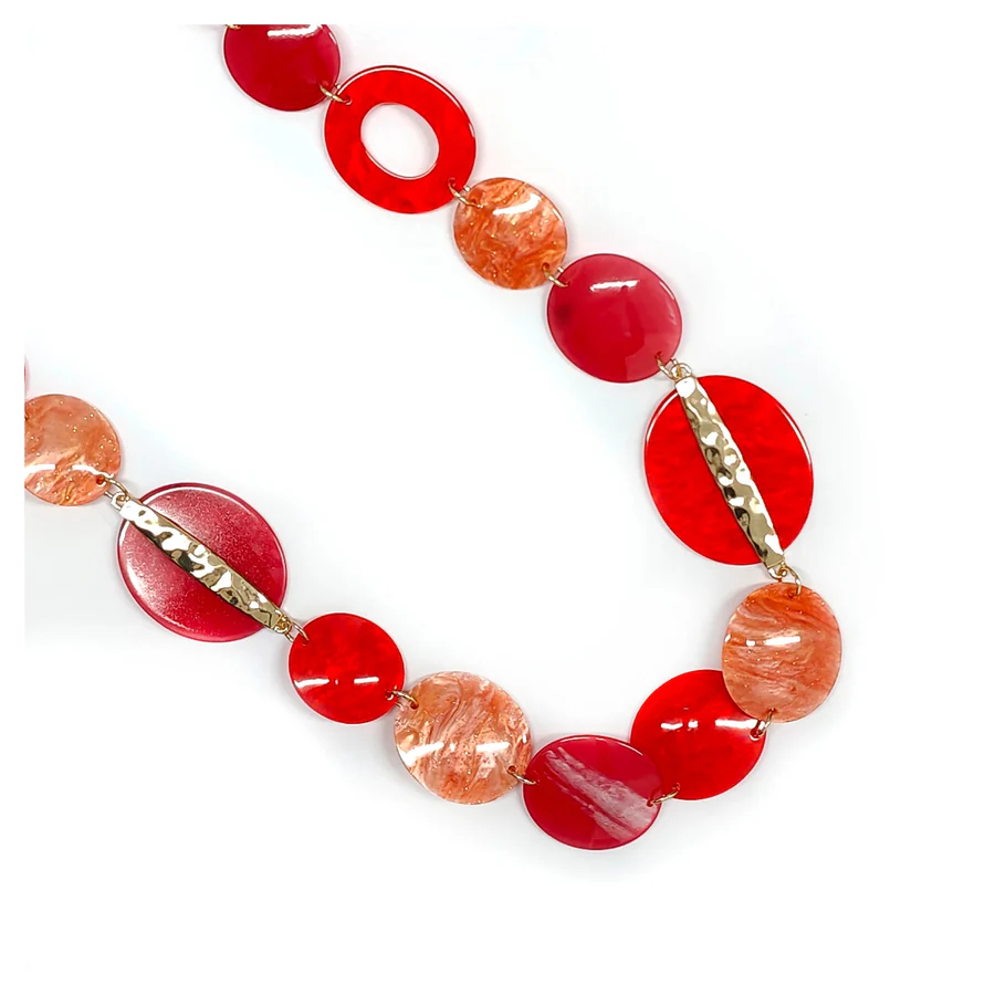Chunky Round Beaded Necklace Long Acrylic Bold Statement Colorful Jewelry