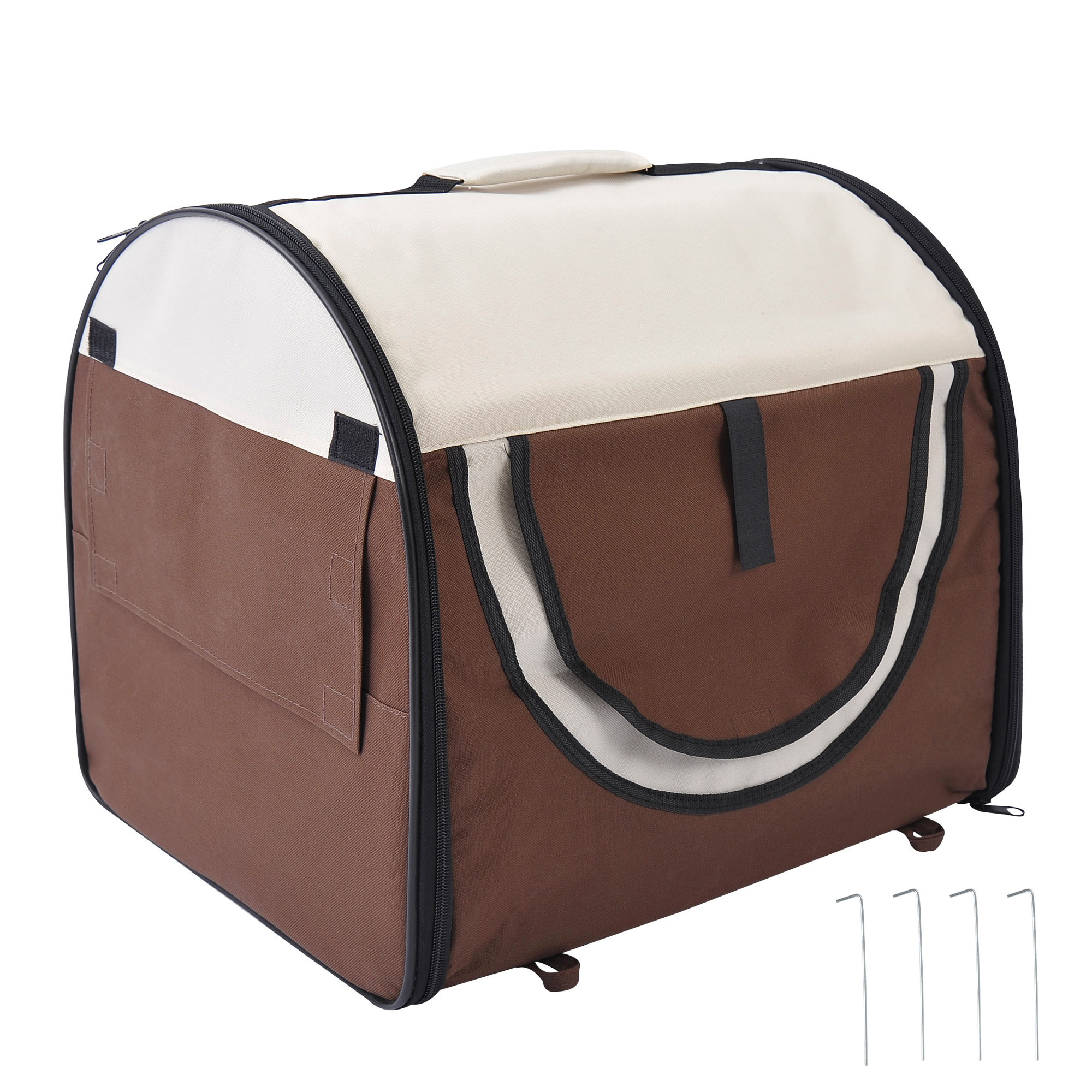 TEMU PawHut Sac de transport pour chien caisse pliable pour chien caisse de transport chat respirant avec coussin d' amovible 61 x 46 x 51 cm