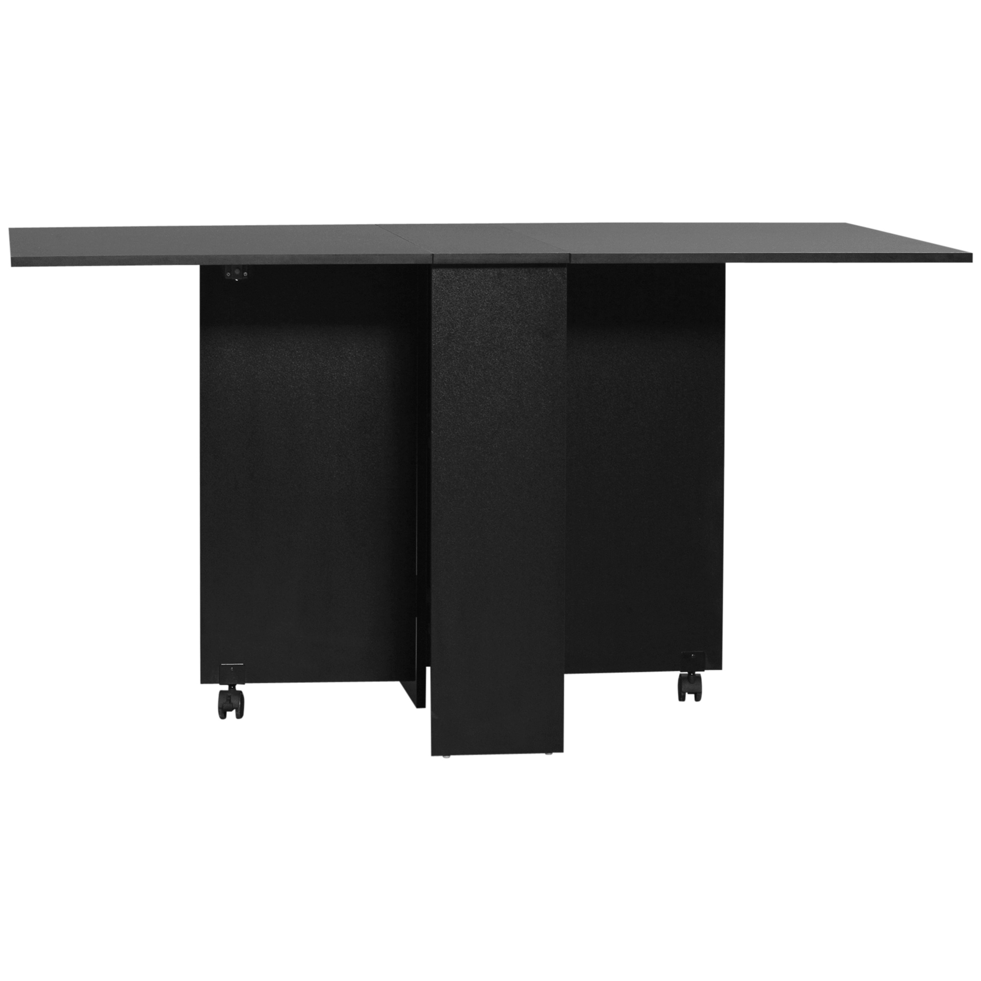E-shop HOMCOM faltbares Küchentisch mit Rädern 29,53 x 55,12 x 29,13 Zoll (75 x 140 x 74 Zoll) 2 integrierte Regale, schwarz