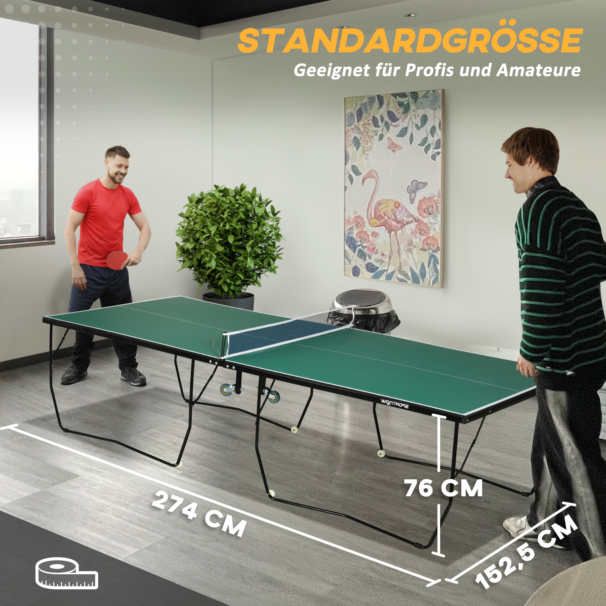 SereneLife Trampolin-Tischtennisplatte, 240x120 Cm – Inkl. Netz, Schläger & Bälle, Für Indoor & Outdoor