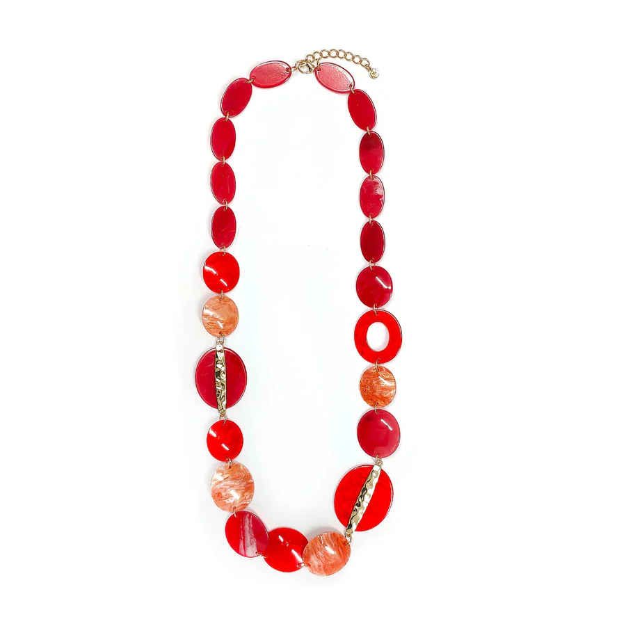 Chunky Round Beaded Necklace Long Acrylic Bold Statement Colorful Jewelry