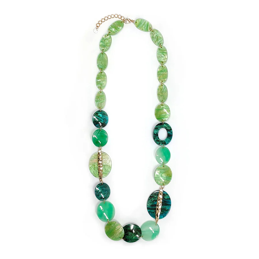 Chunky Round Beaded Necklace Long Acrylic Bold Statement Colorful Jewelry