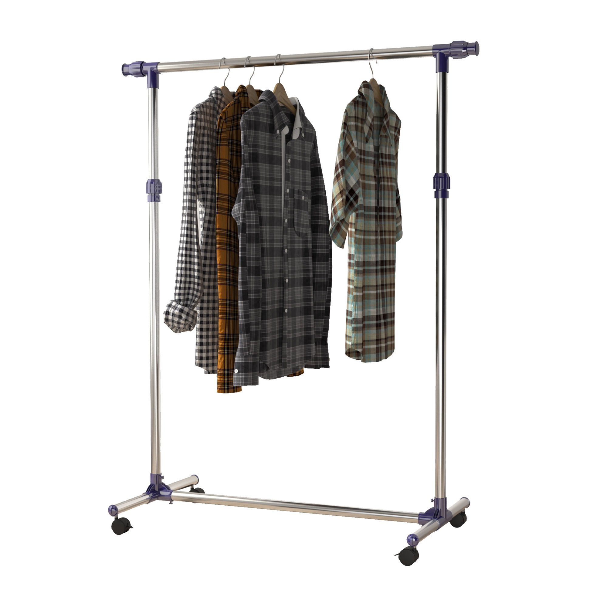 HOMCOM Verstelbare Kledingrek met Wielen in RVS Max. Belasting 25 kg