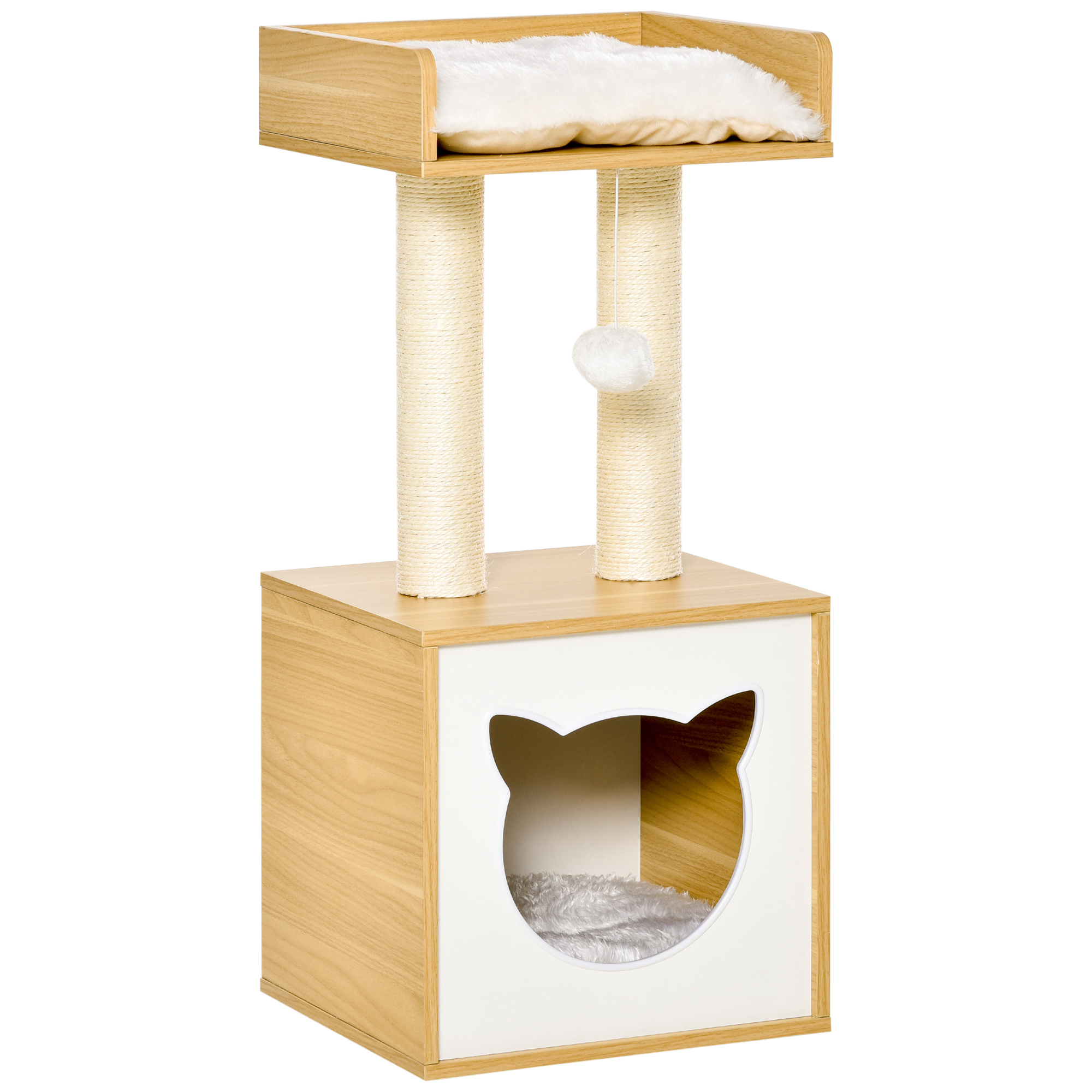 TEMU PawHut Arbre à chat griffoir pour chat arbre à maison pour chat plate- supérieure balle hauteur 81 cm