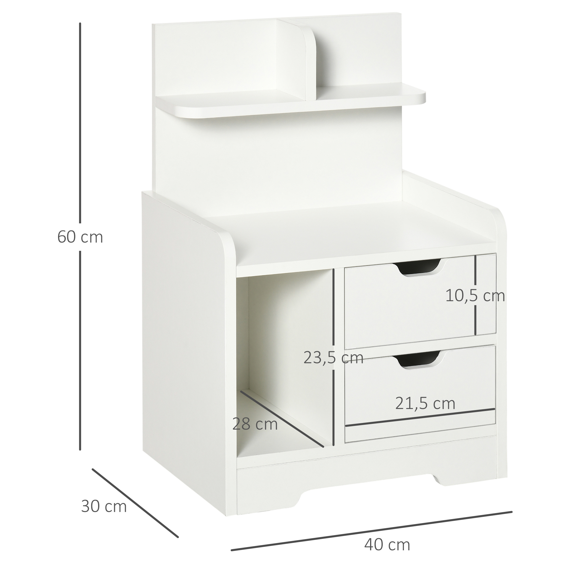 Table de Chevet Multi-Rangement Gros Plan