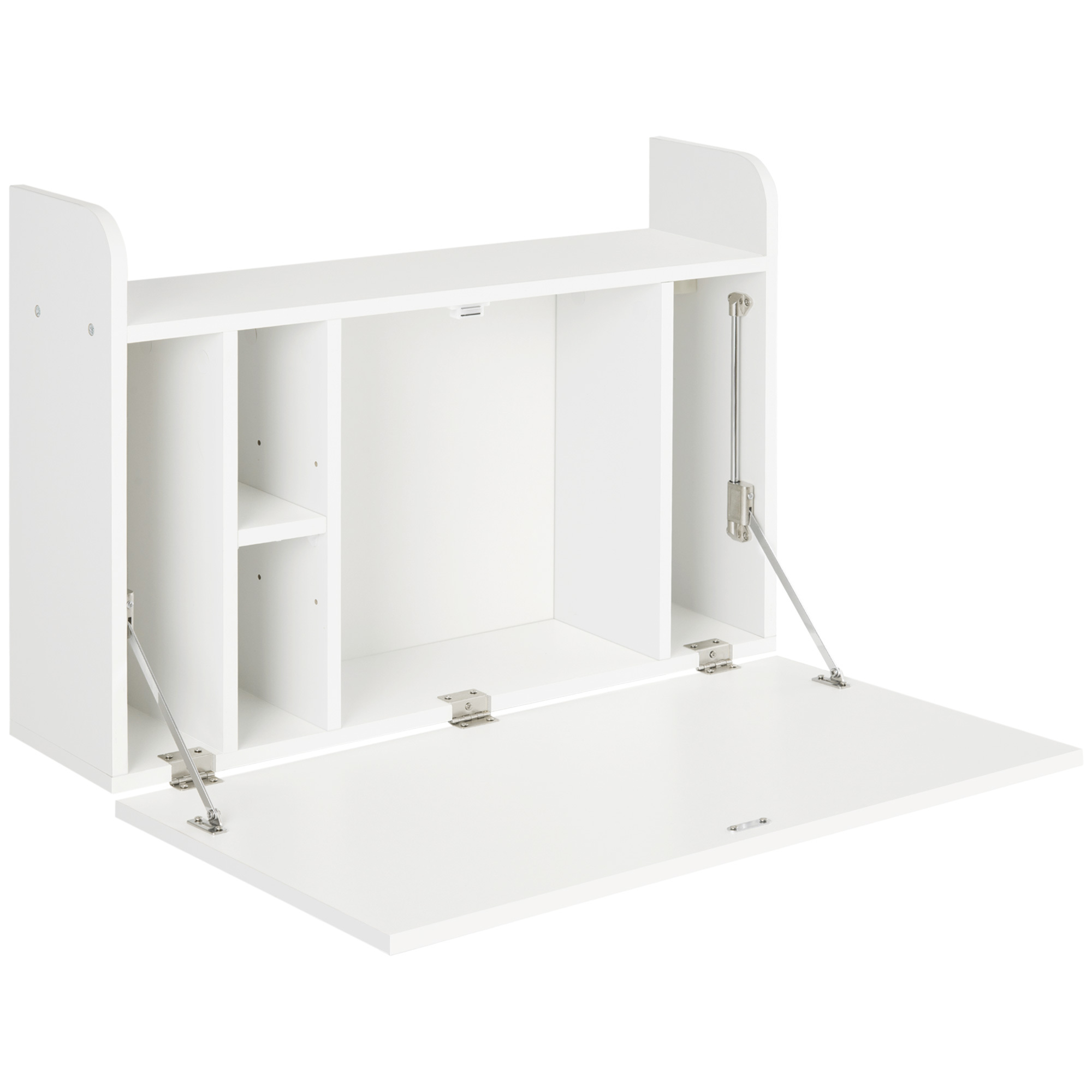 Homcom Wall-mounted Desk, Floating Computer Desk With Foldable Tablet And Storage - 77 X 20 X 51 Cm