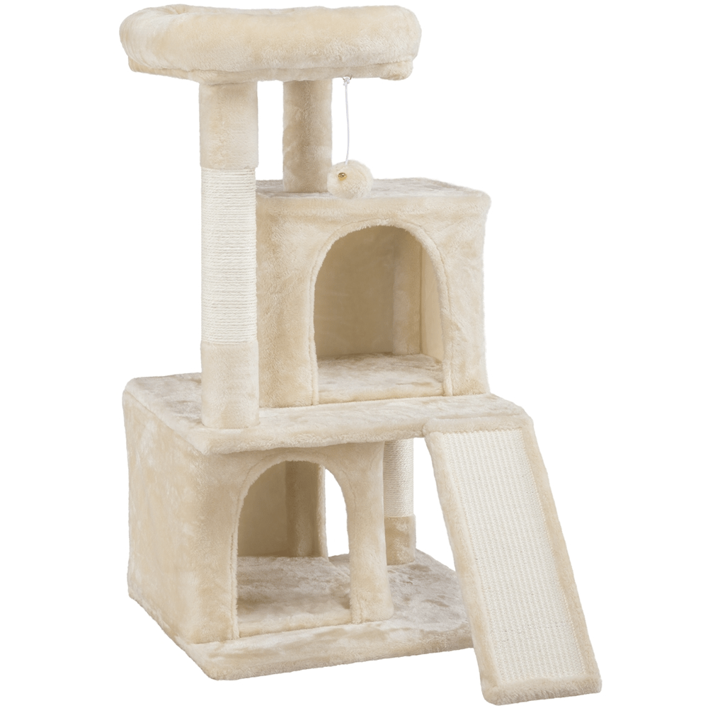 

Yaheetech Cat Scratching Post Cat Tree With 2 Plush Caves Playhouse Sturdy Cat Scratching Tower Play Ball Play Tree For Cats Scratching Furniture