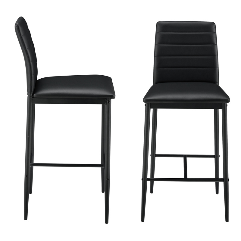 Bar Stool Set Of 2, Bar Stools With Backrest, Bistro Stools With Padded Seat, Counter Stools With Metal Frame, White/black, En.casa