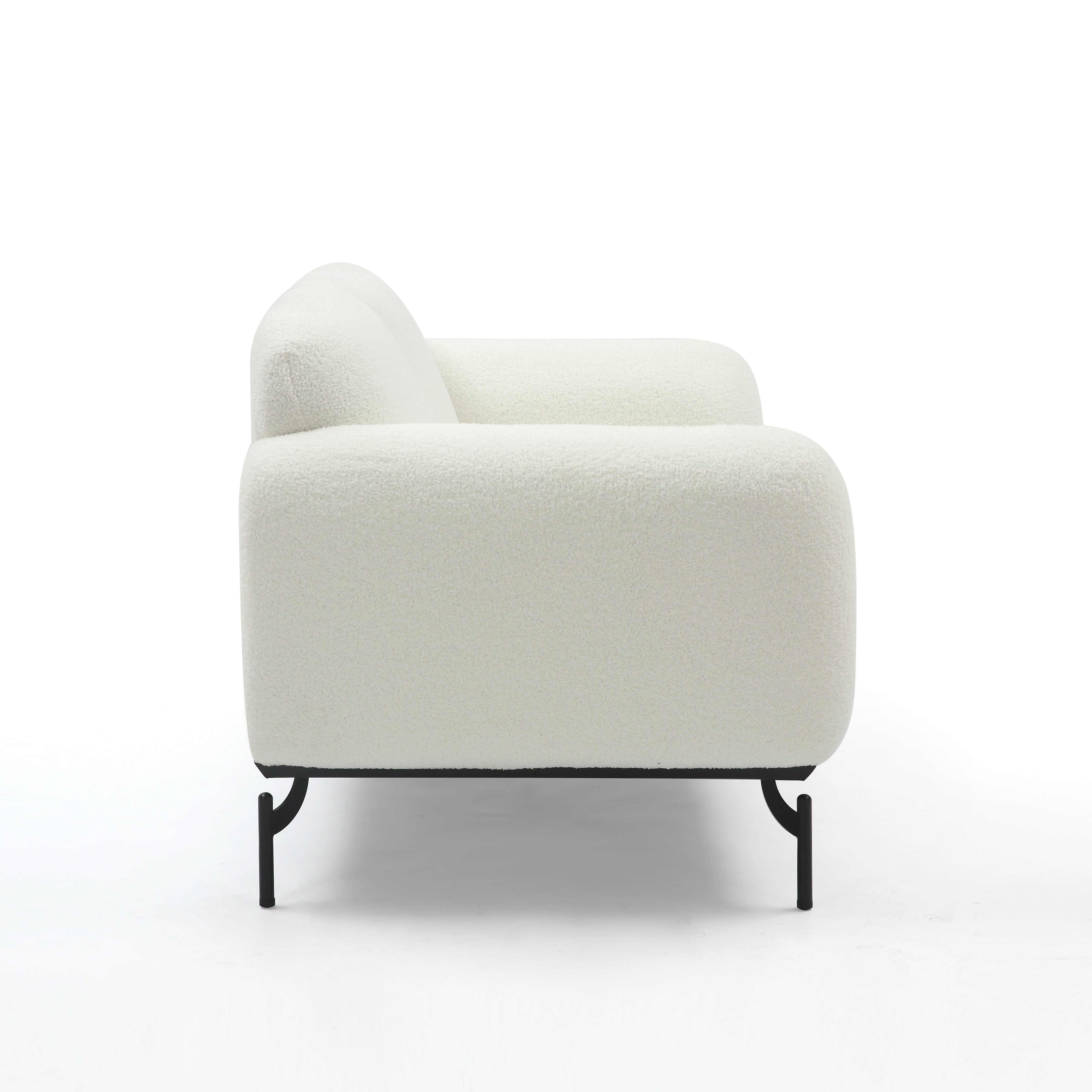 teddy boucle fabric white   seat accent chair details 2