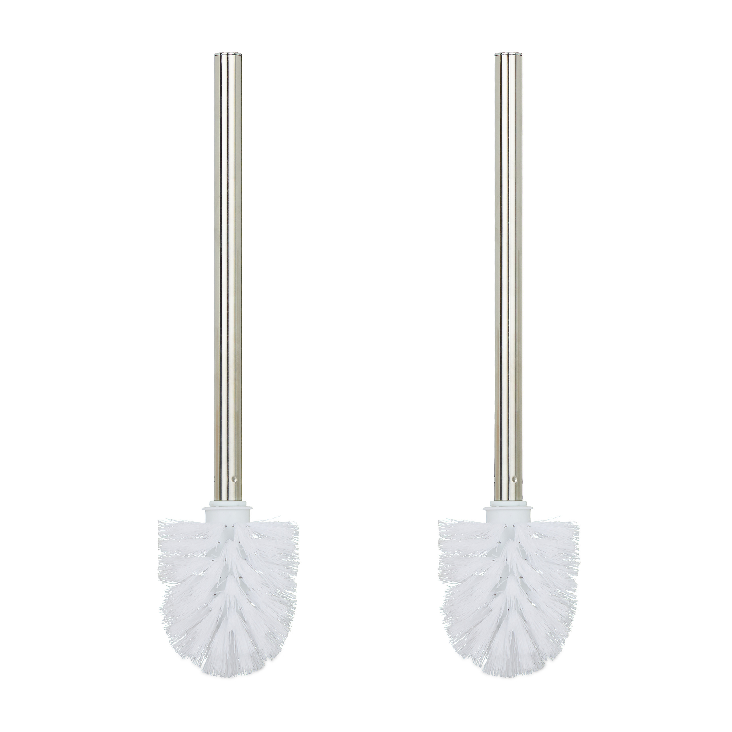 2x Toilet Brush In Silver/white - (h)35 X Ø 8 Cm