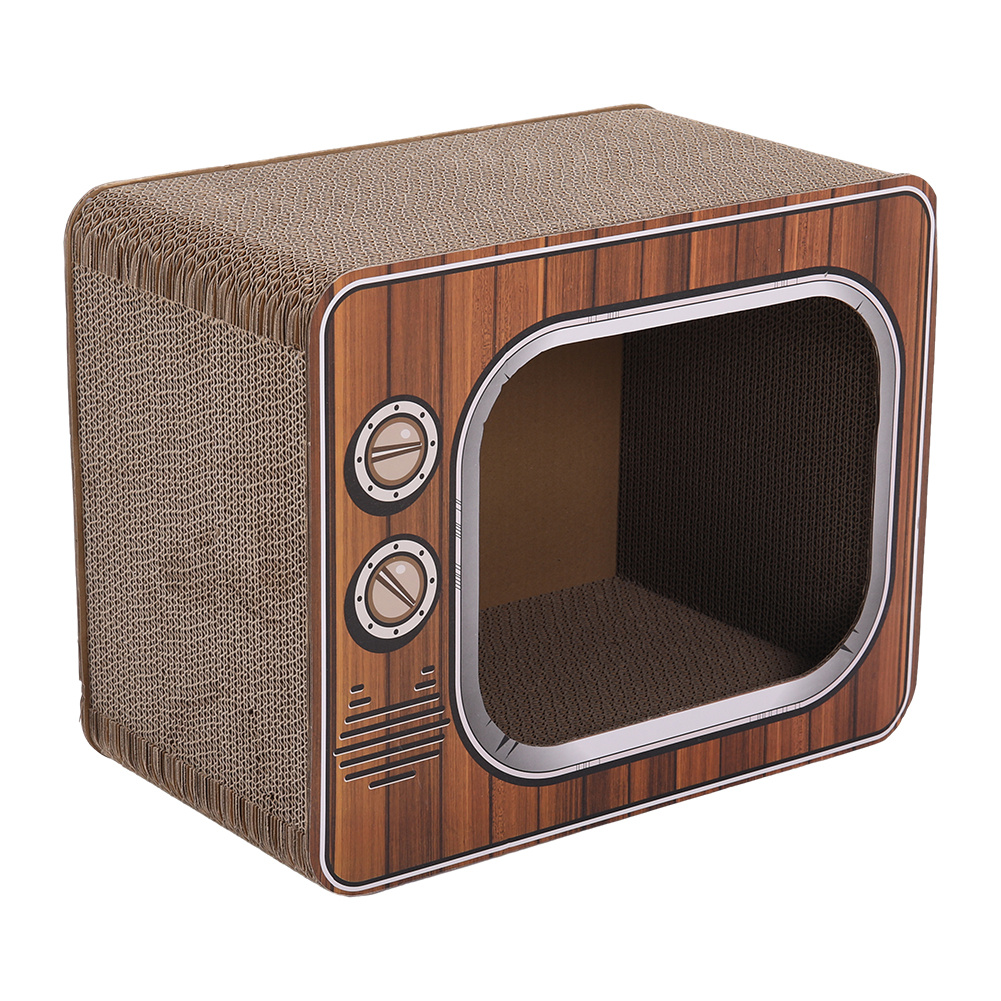 TEMU Cardboard Cat House Scratcher Cube Cozy Design For Indoor Cats Durable Corrugated Material Easy To Clean Year For Feline