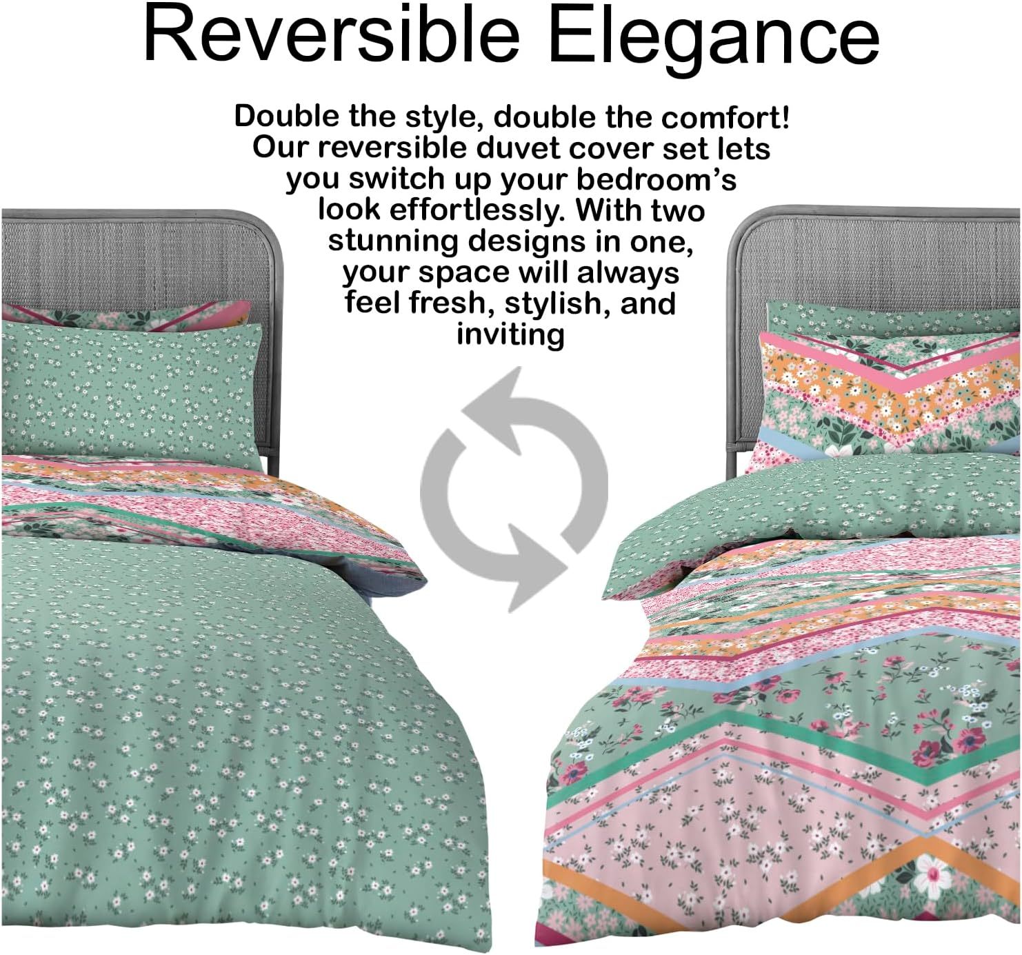 Subtle reverse pattern of the floral duvet cover set
