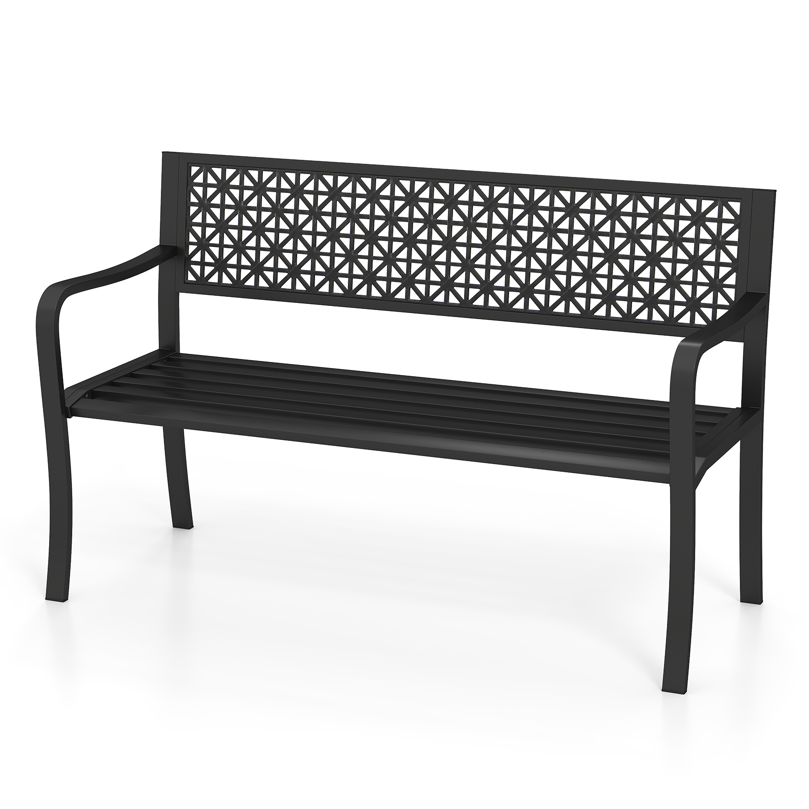 TEMU Goflame Outdoor 2-3-person Patio Bench 127cm Garden Bench-black