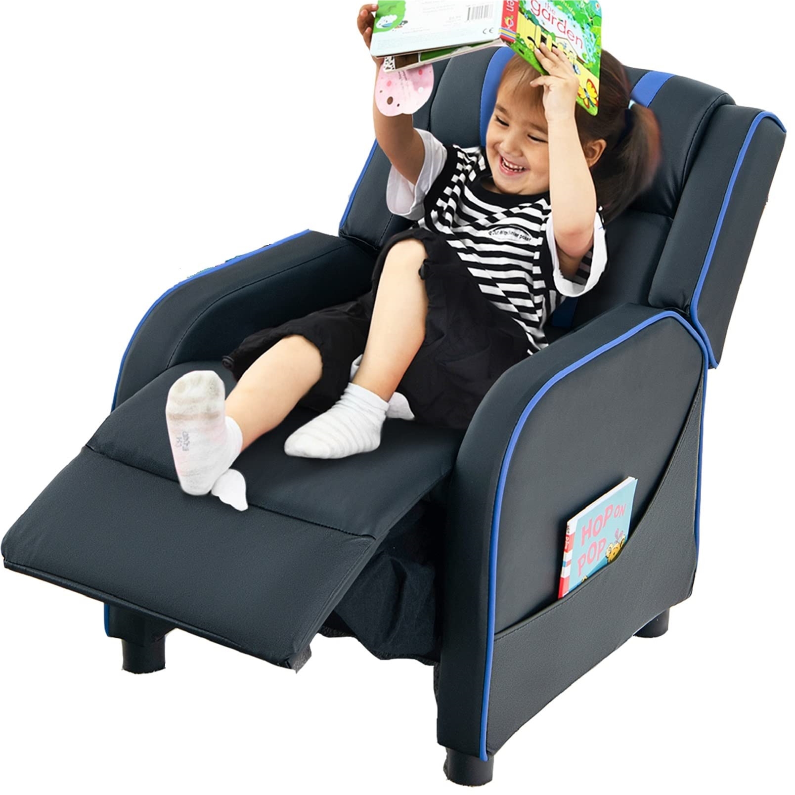   Armchair with Reclining Function,   Sofa Artificial Leather,   Couch 69 X 53 X 74Cm, Baby Armchair for Girls And Boys,   Furniture Foam (Blue)