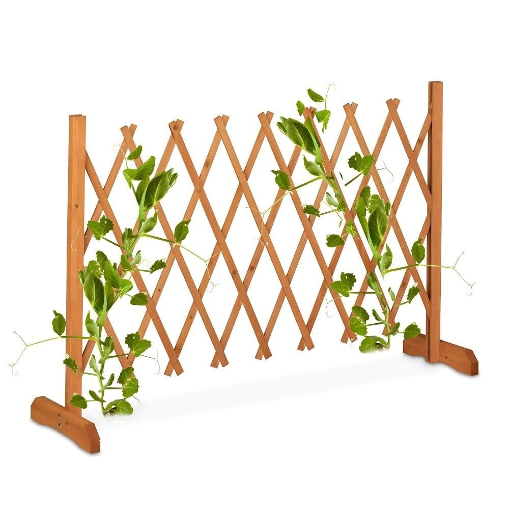 TEMU Staccionata in Legno di Estensibile fino 90 cm, Color Naturale, Diametro 8 mm, per di Piante e Fiori, Recinzione Decorativa Autoportante -8102F