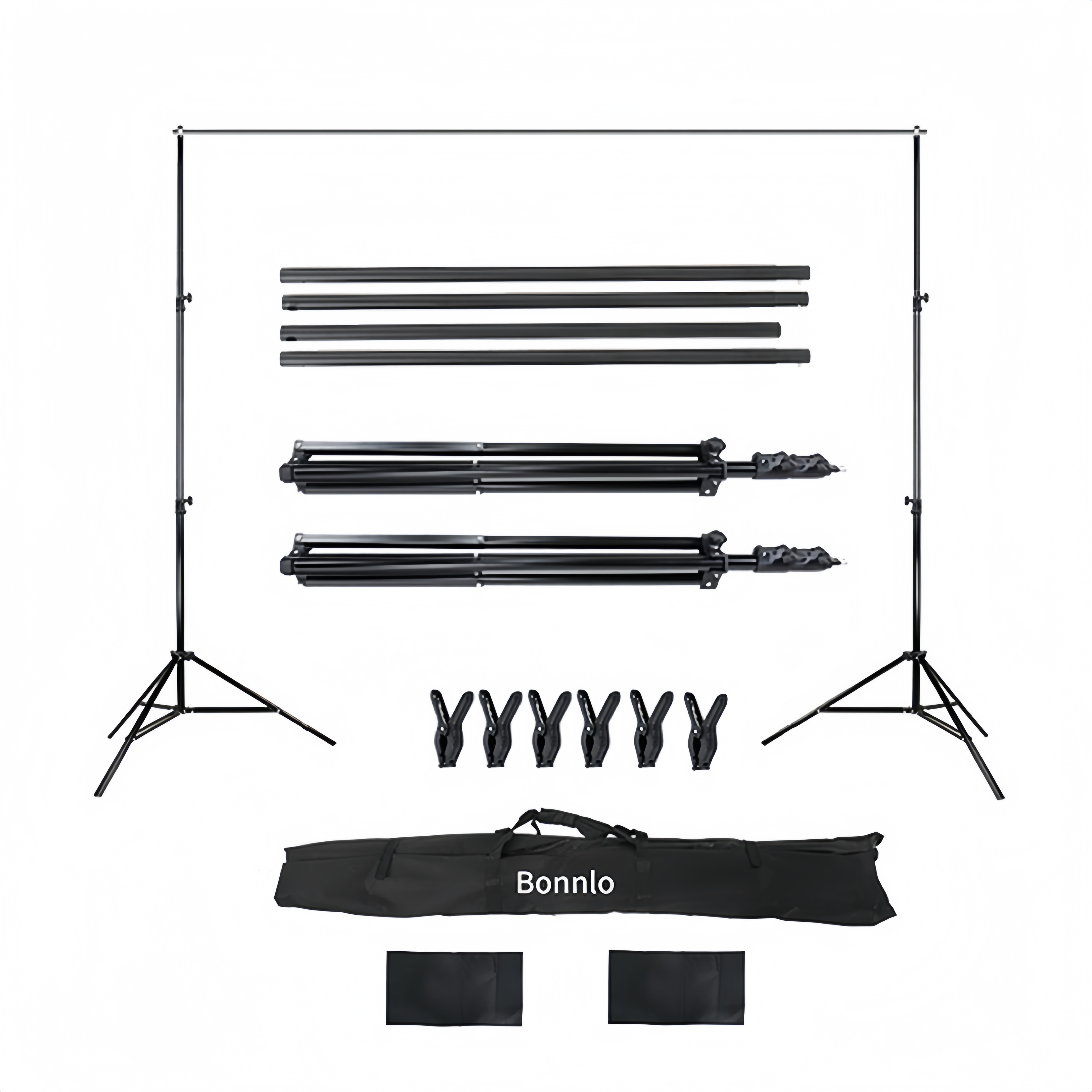 E-shop Bonnlo 2 x 3 m Fotohintergrund, einstellbarer Hintergrundstativ mit 3 Clips, einer Tragetasche und 2 Sandsäcken, für professionelle