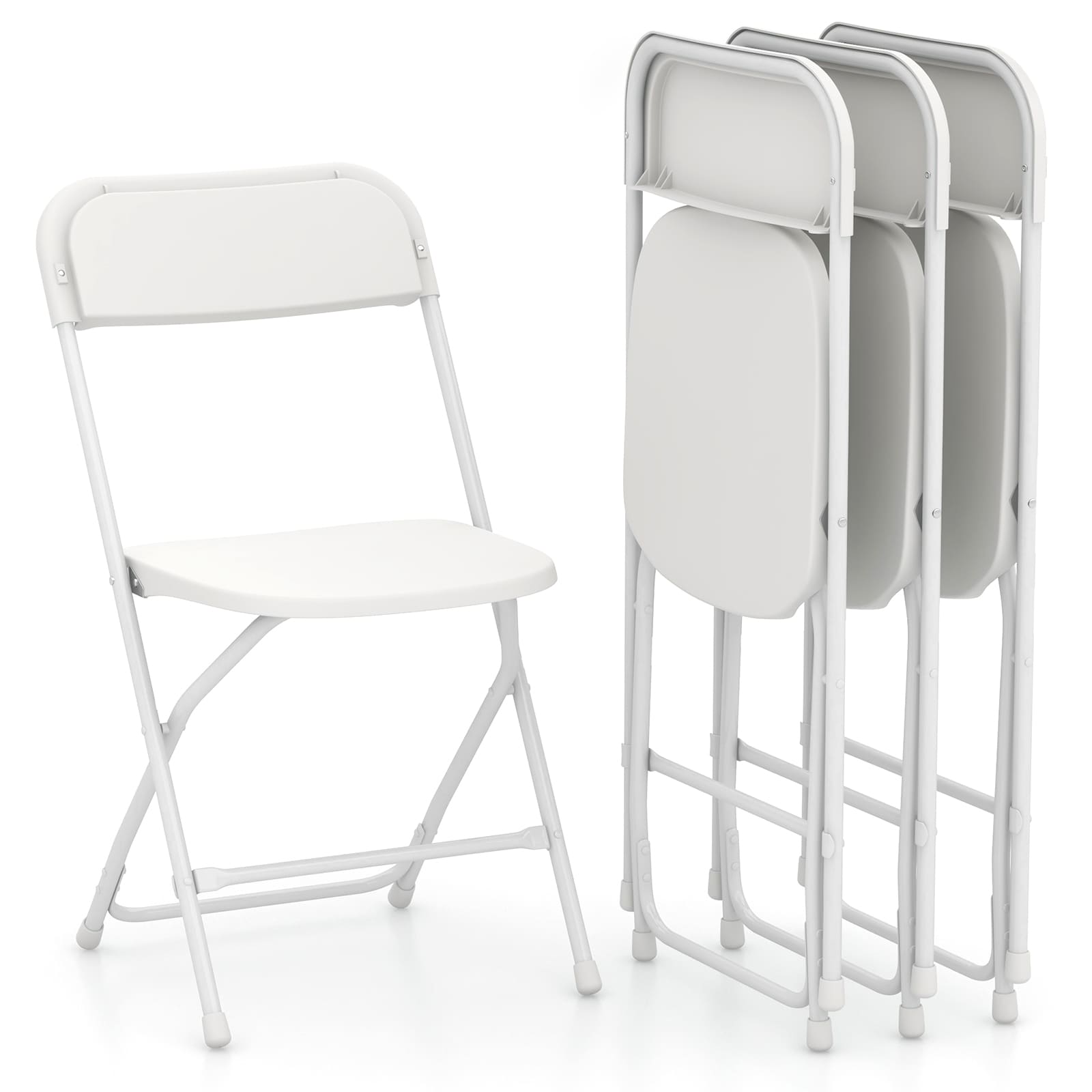 TEMU Goflame 4pack Metal Folding Chairs Portable Patio Chairs W/ Plastic Seat & Back