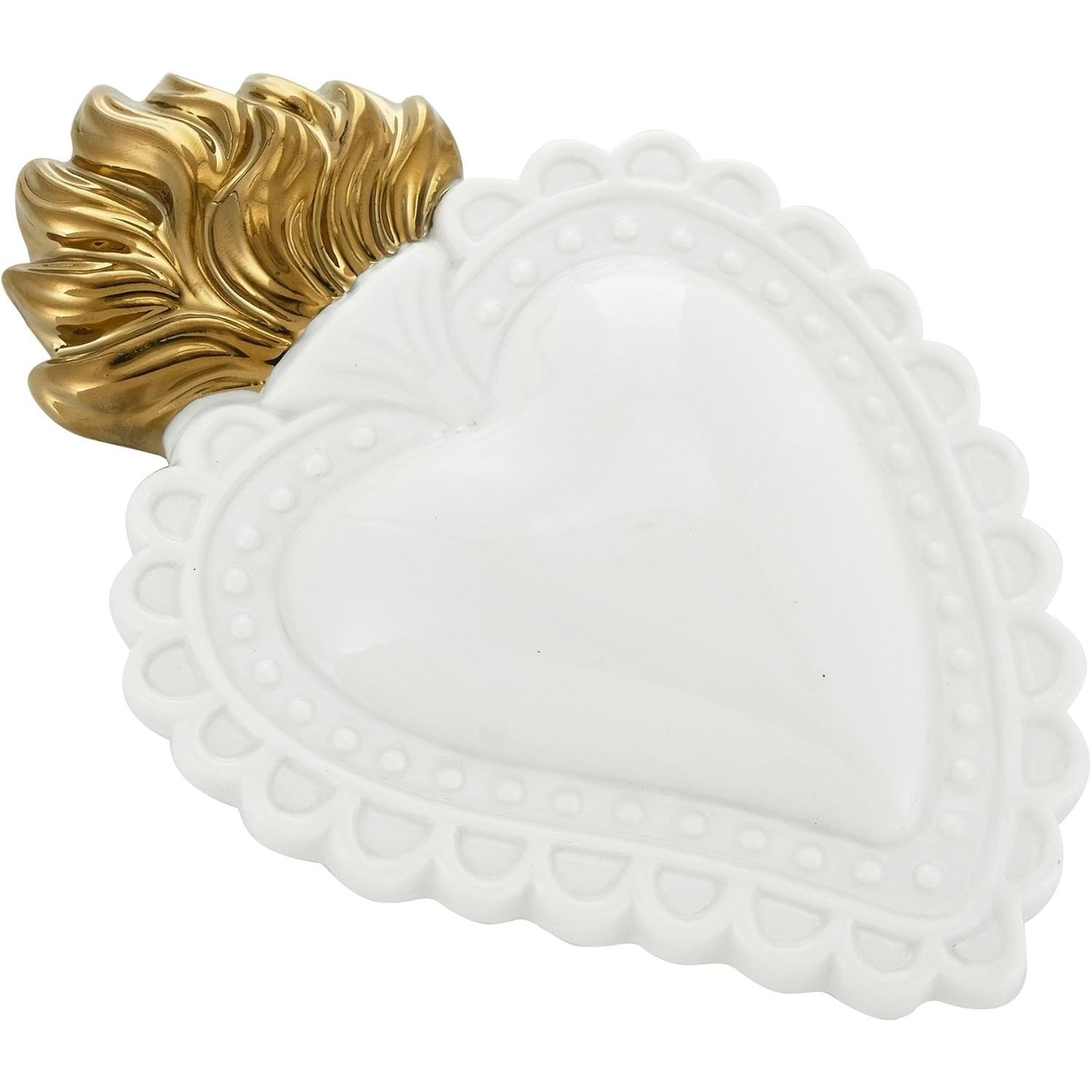 TEMU Baroni Home Cuore Sacro Ex-Voto in Ceramica �� Decorazione da Parete in Stile Tradizionale, Realizzato e a con e Fiammella Decorativa, , per