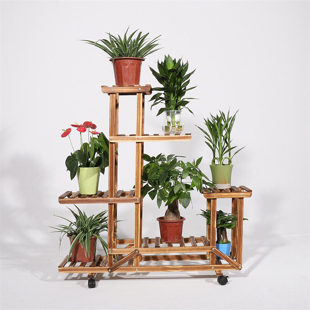 Image of Flower Rack With Wheels, Storage Rack Indoor Succulent Climbing Flower Stand Plant Planter Rack Modern Living Room Floor Stand Storage Rack
