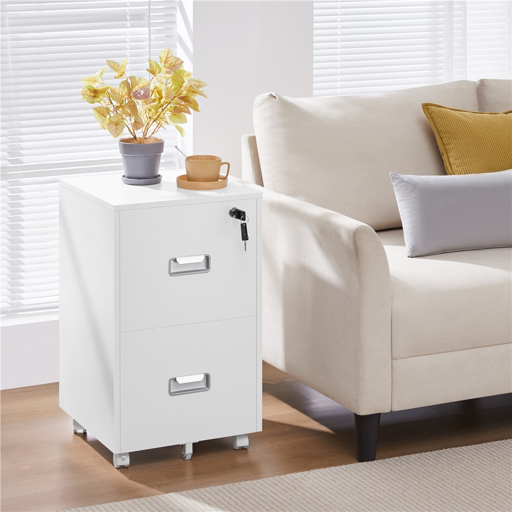 Costoffs Office Cabinet Rolling Storage Unit, Lockable File Cabinet With Hanging Register And 2 Drawers For Office, Study, Living Room