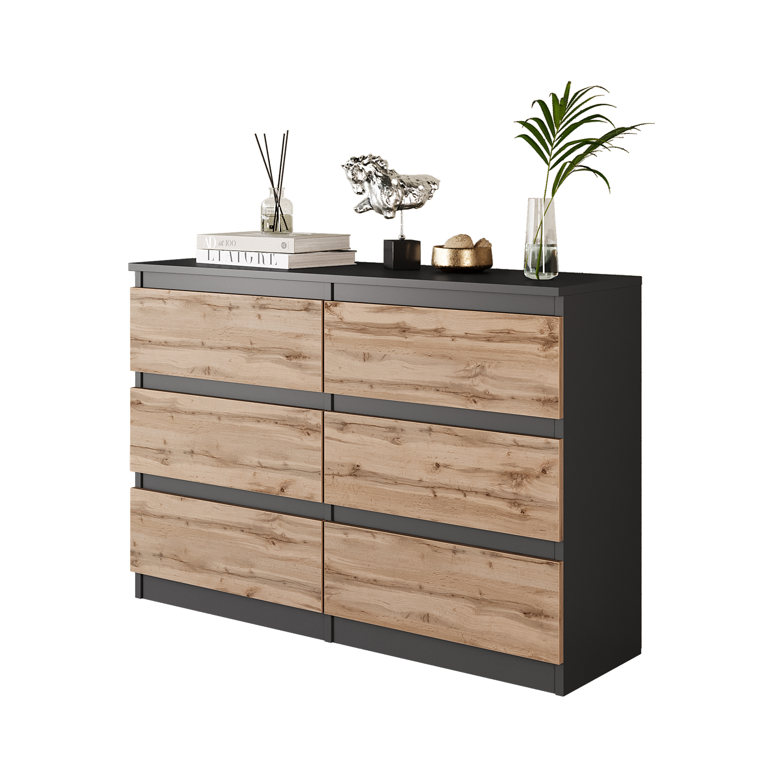 E-shop Kommode / Sideboard mit 6 Schubladen - B100xH71xT33cm